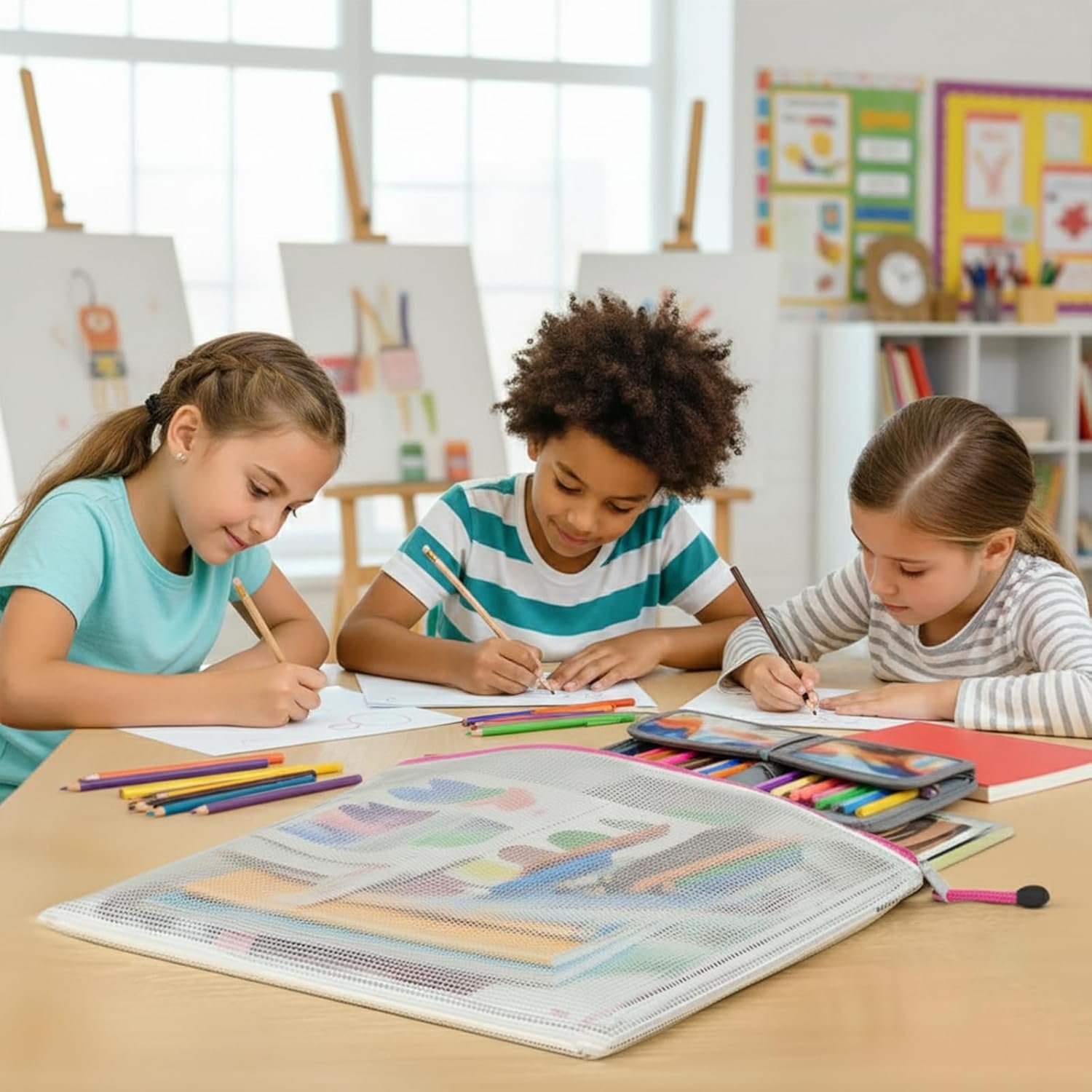 Private Label 15 Pack A3 Mesh Zipper Pouch Bags (16.7x12 in) Custom Logo Large Zipper Storage Pouches for Board Game Puzzle Toy & Travel Organizing Factory Direct