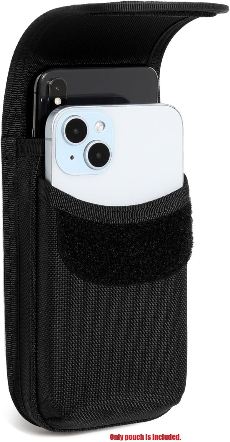 Private Label Tactical MOLLE Dual Phone Holder Holster Pouch Case Manufacturer Heavy Duty Nylon Belt Vest Carrier for Police LE Security EMS EMT Field Outdoor Black Custom Logo