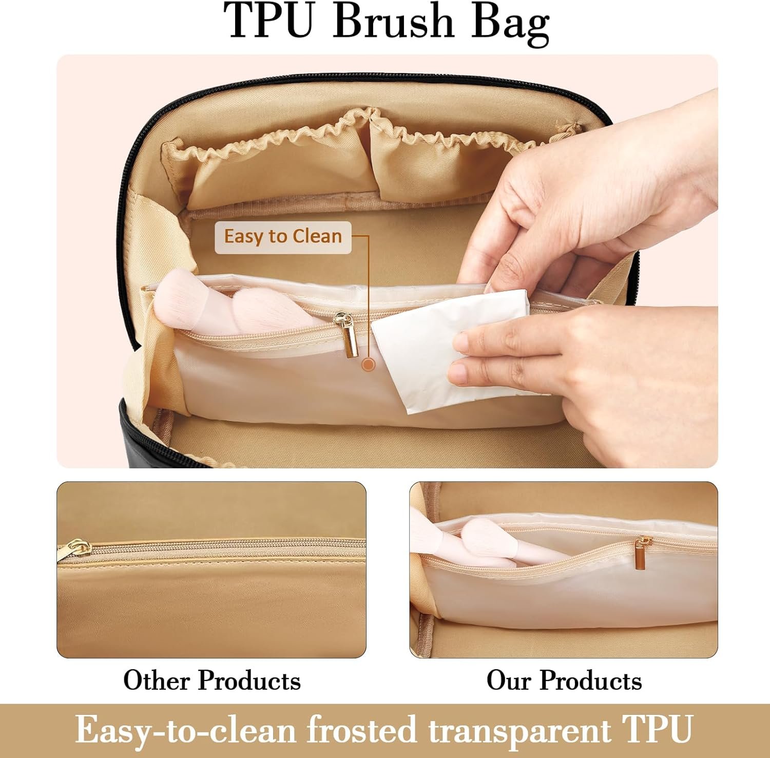 Private Label Birthday Gifts for Women Teen Girls, Custom Logo Personalized Initial Makeup Organizer Bag Set, Open Flat Travel Cosmetic Bag With Clear Divider and Handle Manufacturer (Black,A)