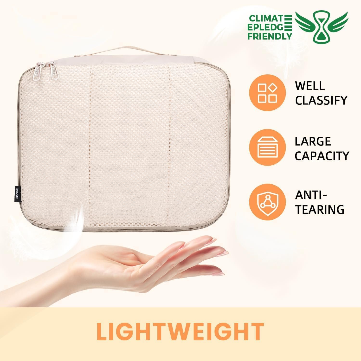 Manufacturer 6 Set Packing Cubes for Luggage Organizers Custom Logo Travel Accessories Private Label Beige