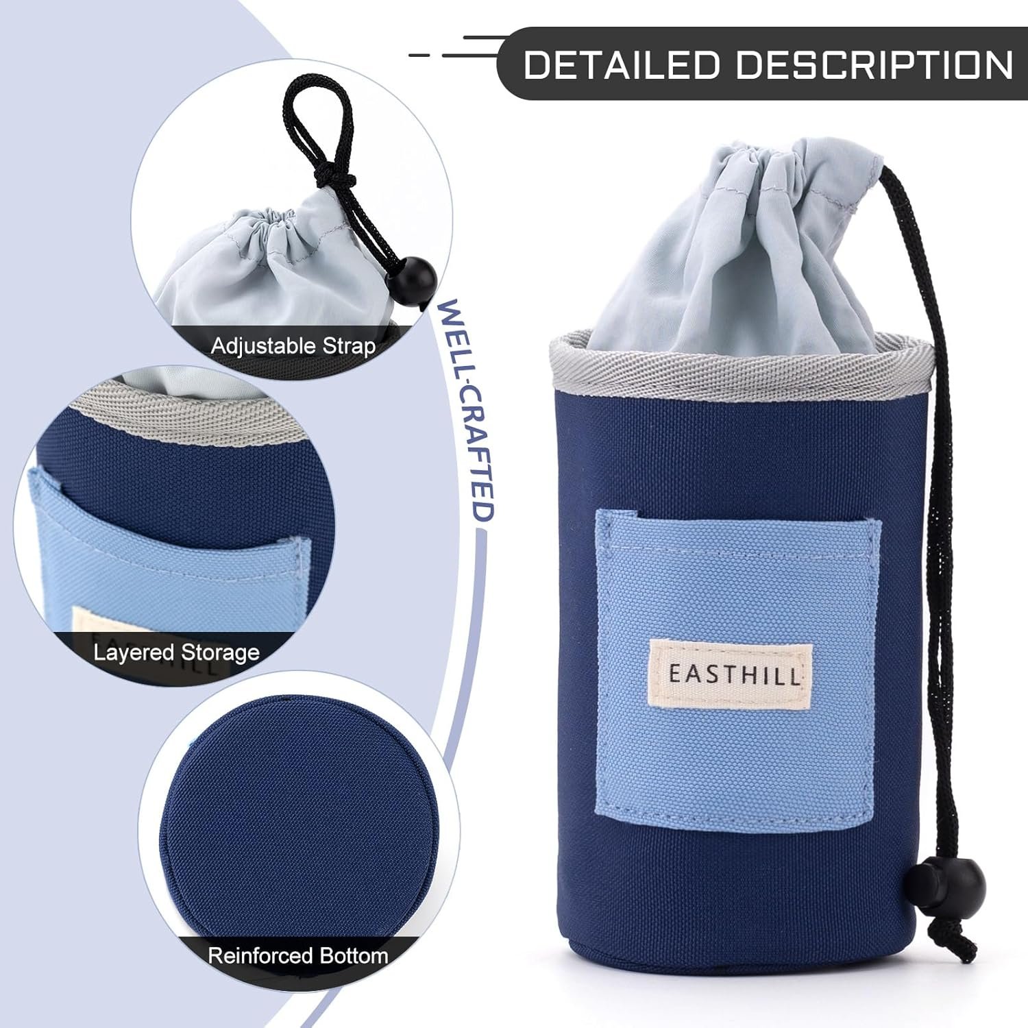 Manufacturer Navy Desk Organizer Pencil Holders - Private Label Pen Case Pouch for Girls Home School Office Supplies with Custom Logo