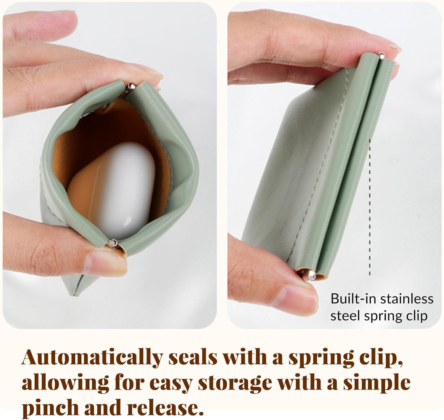 Private Label 4Pcs Pocket Cosmetic Bag Squeeze Coin Purse Pouch with Custom Logo Waterproof Leather Portable Mini Makeup Bag and Travel Toiletry Organizer Manufacturer (Beige)