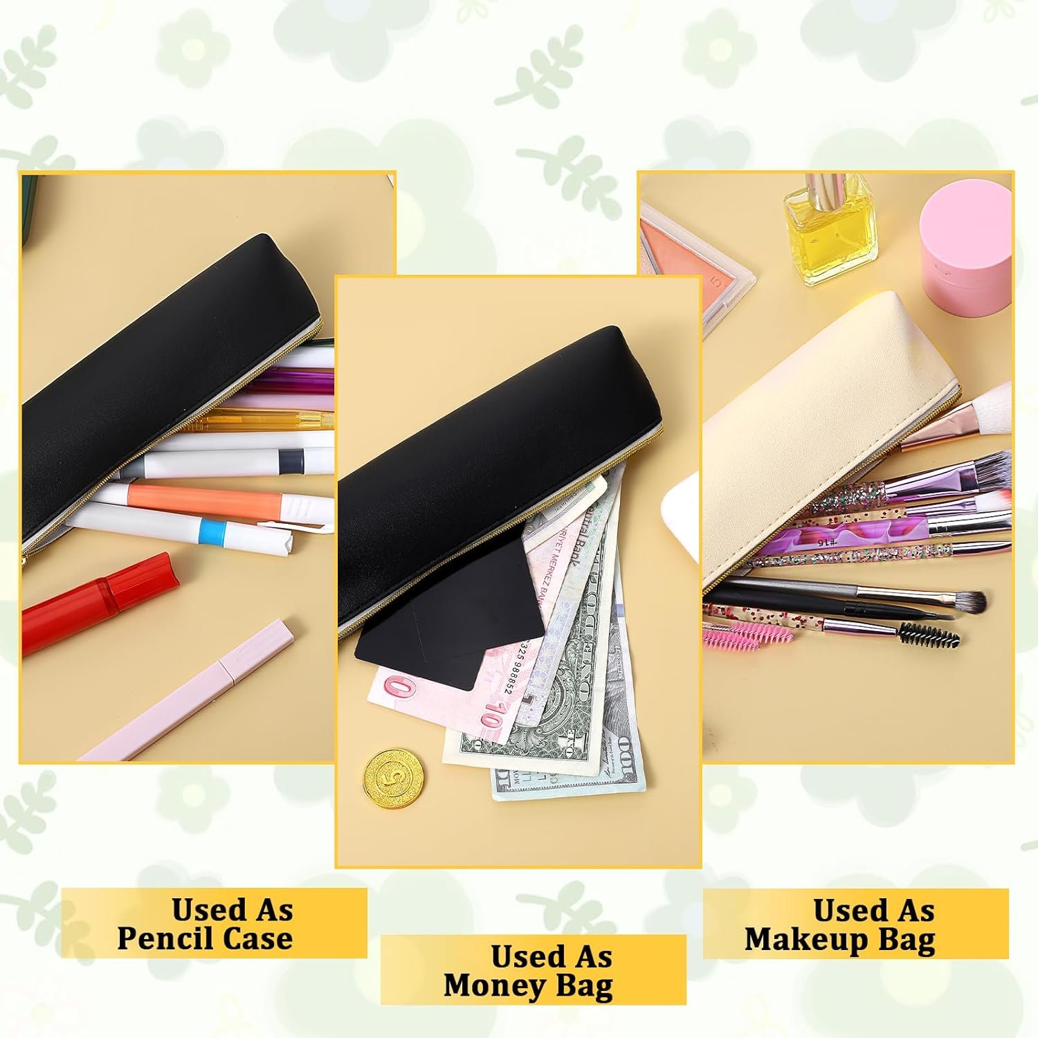 Private Label 2Pcs Mini PU Leather Makeup Bag for Purse Portable Cosmetic Organizer Coin Purse Lipstick Holder Small Travel Storage Pouch with Custom Logo Black Beige Supplier