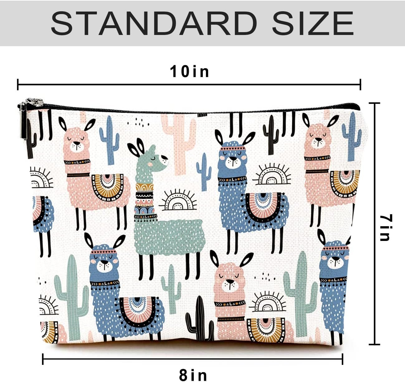 Private Label Cute Waterproof Canvas Makeup Bag Cosmetic Zipper Travel Toiletry Pouch for Women Funny Alpaca Design Custom Logo Manufacturer