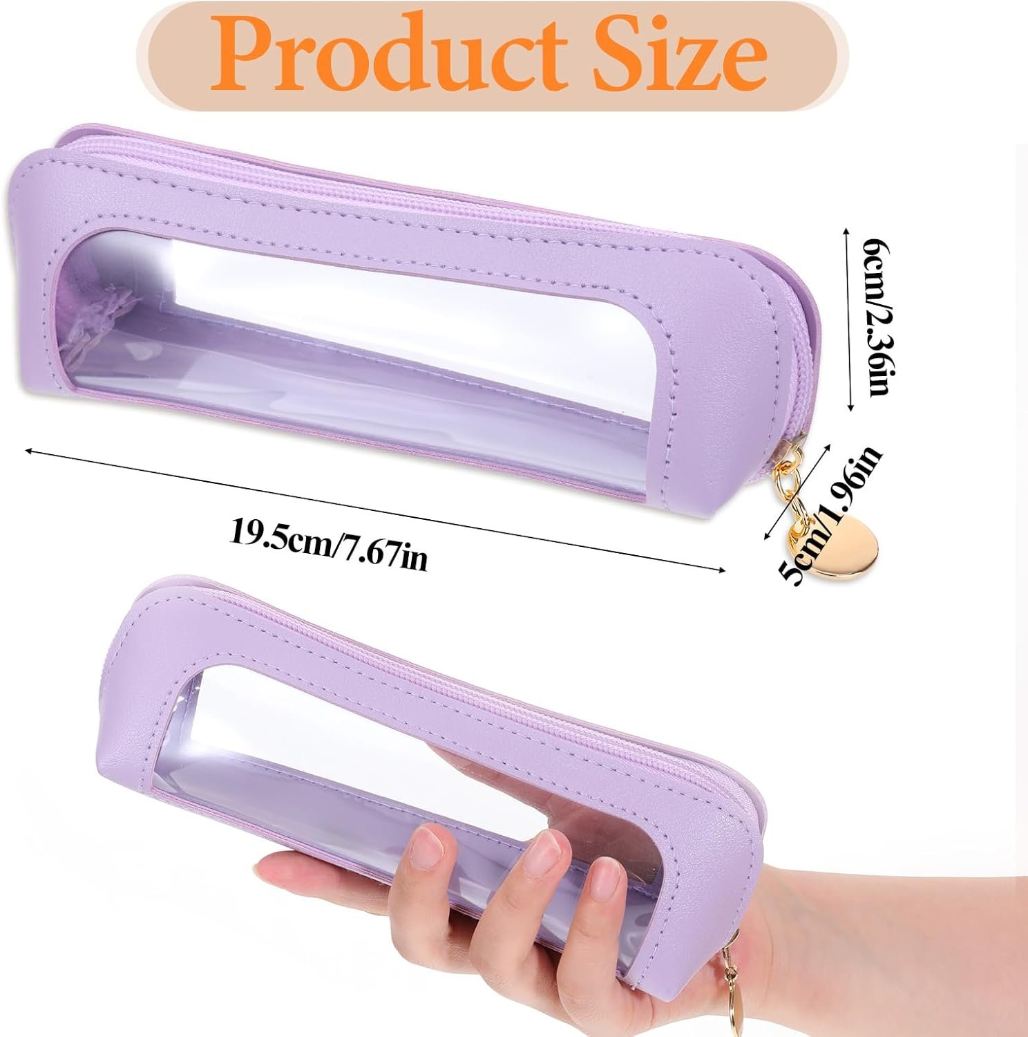 Private Label Clear PU Leather Small Makeup Brush Pouch Manufacturer Portable Travel Mini Cosmetic Organizer Transparent Waterproof with Zipper Custom Logo for Women Home Office Purple
