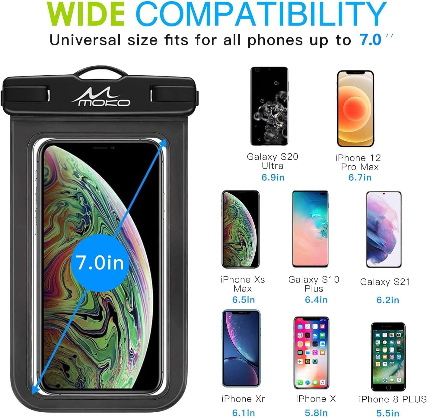 Custom Logo Waterproof Phone Pouch Holder Dry Bag with Lanyard Armband Private Label Compatible with iPhone 14 13 12 11 Pro Max Samsung S21 S20 S10 Factory Black