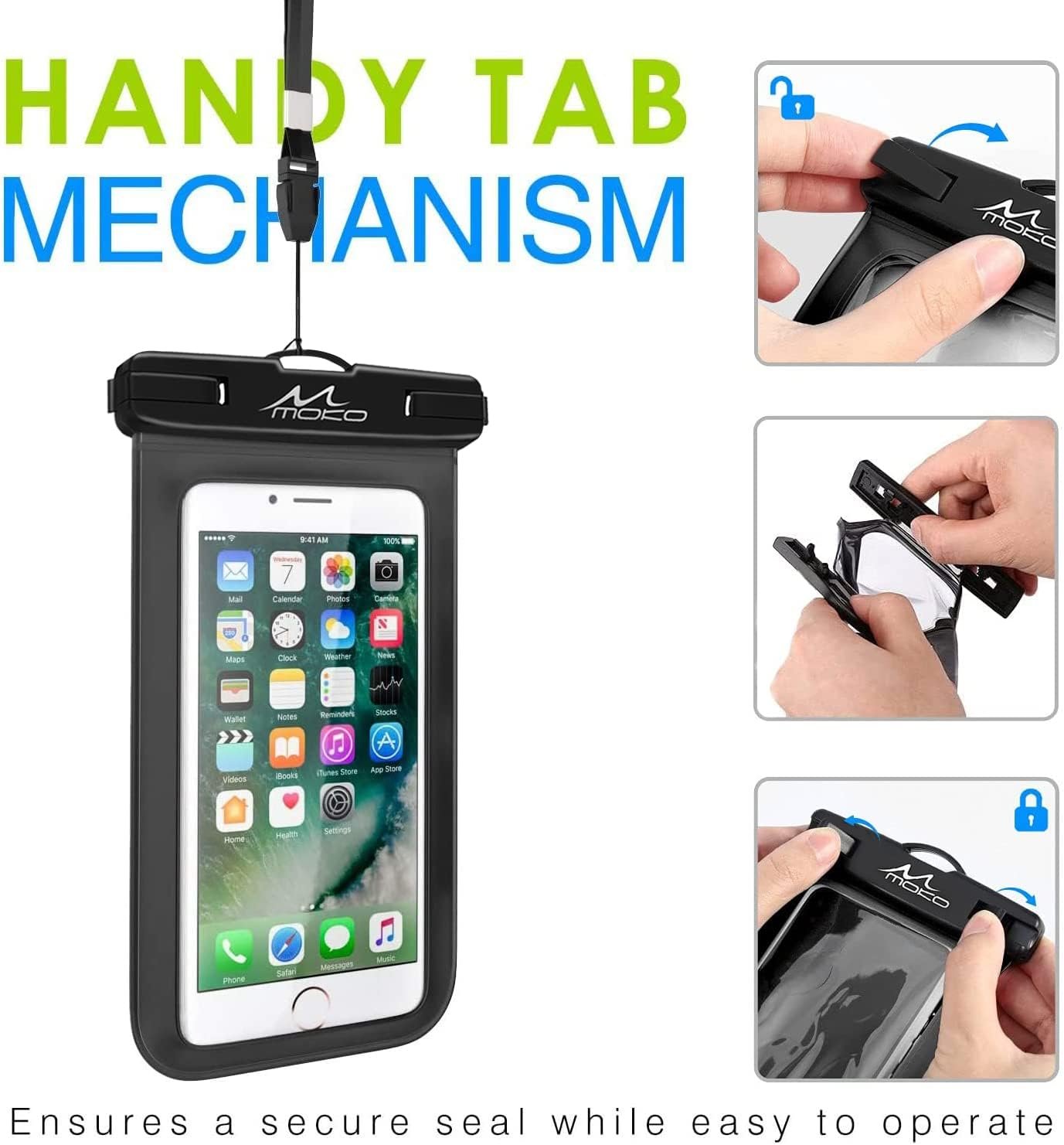 Custom Logo Waterproof Phone Pouch Holder Dry Bag with Lanyard Armband Private Label Compatible with iPhone 14 13 12 11 Pro Max Samsung S21 S20 S10 Factory Black