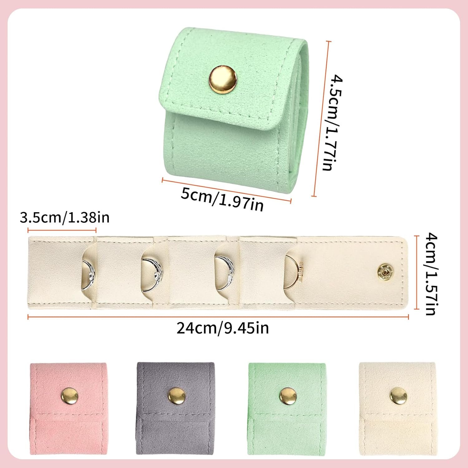 Custom Logo 4Pcs Travel Jewelry Organizer Private Label Small Roll Bag with Buckle Foldable Case for Earrings Rings Necklaces Manufacturer