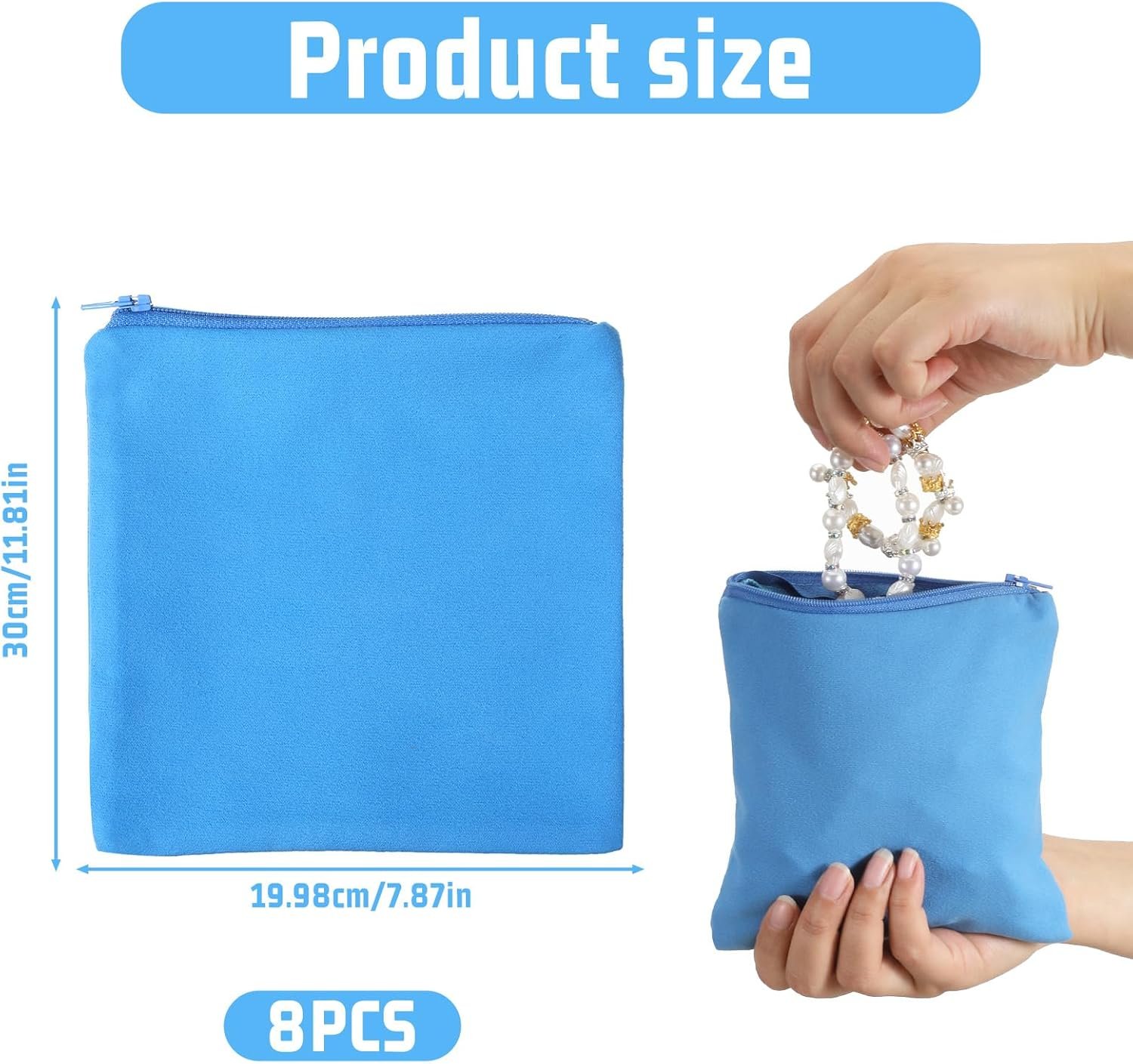 Private Label 8 Pcs Anti-Tarnish Zippered Silver Jewelry Storage Bags Custom Logo 5.9 x 5.9 Inch Pouches for Necklace Bracelet Earrings Manufacturer