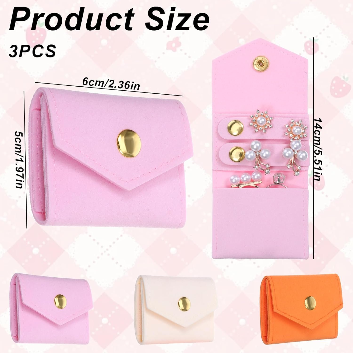Private Label 3 PCS Mini Travel Jewelry Pouches with Custom Logo Buckle Portable Foldable for Rings Necklaces Earrings Bracelets Manufacturer