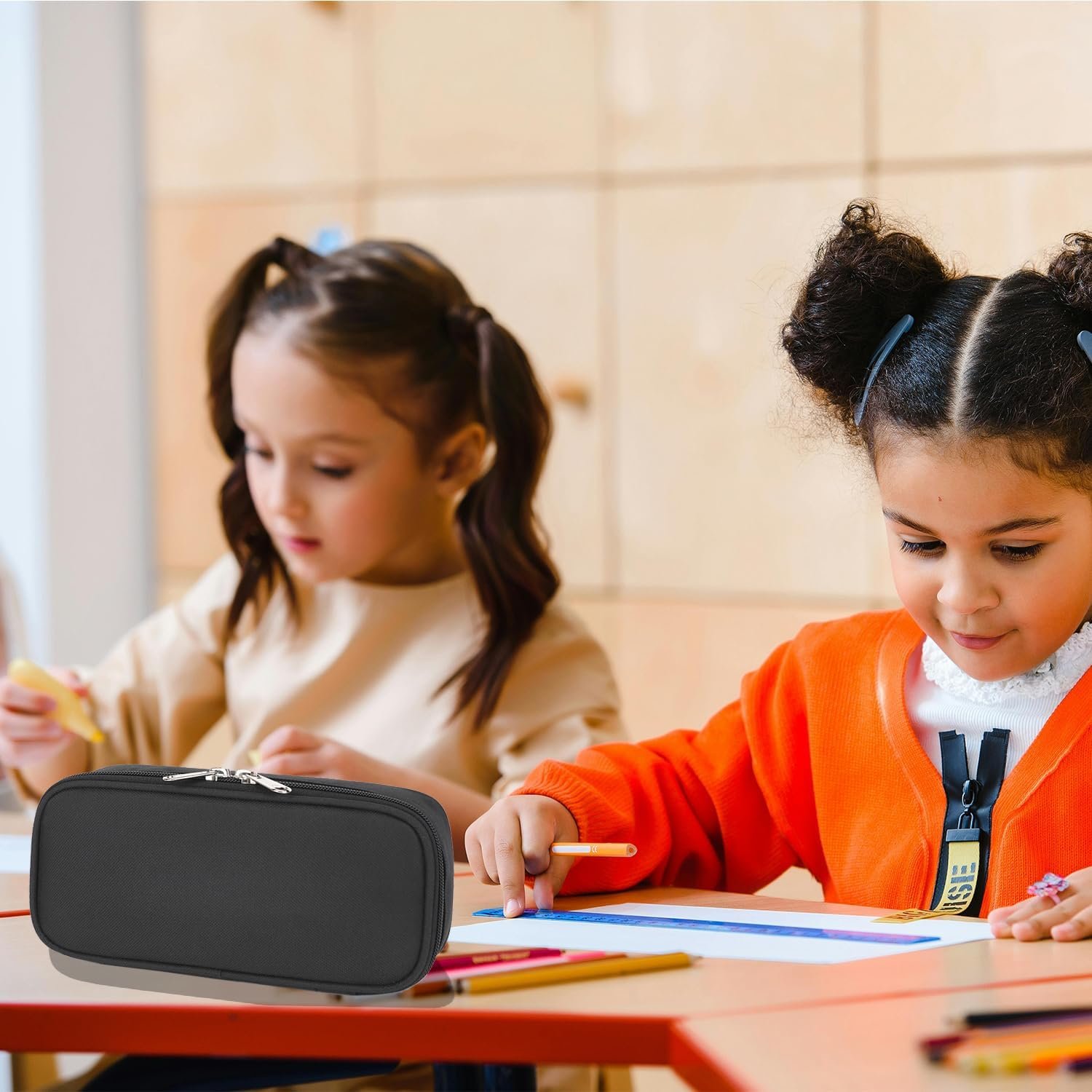 Private Label Pencil Case Manufacturer Large Capacity Zippered Multi-Functional Soft Portable for Kids Boys Girls School Teens Students Custom Logo Black