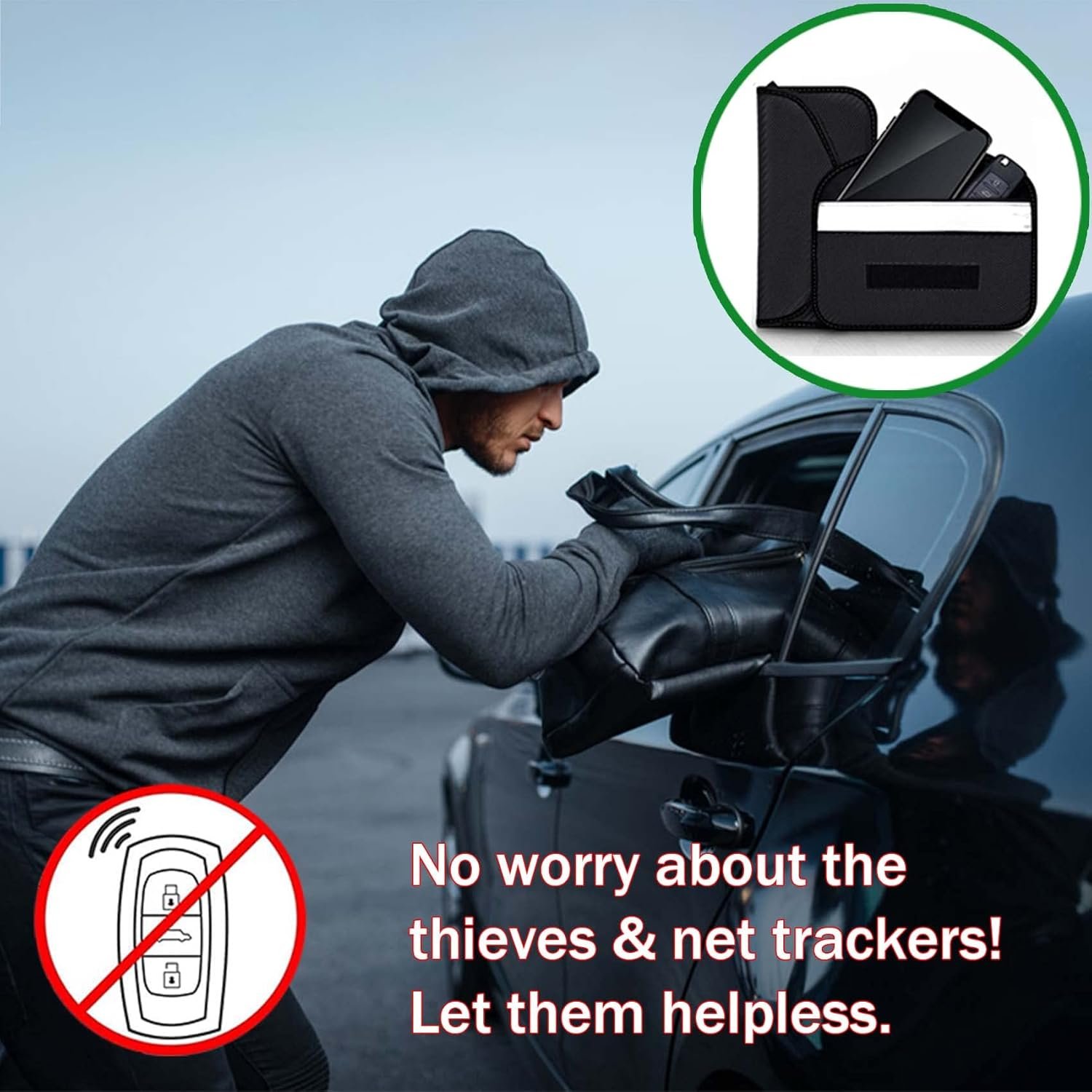 Private Label Signal Blocking Faraday Bag GPS RFID Pouch Shield Cage with Custom Logo Wallet Phone Case Manufacturer for Cell Phone Privacy Protection Car Key FOB Anti-Tracking Anti-Spying (1 Pack)