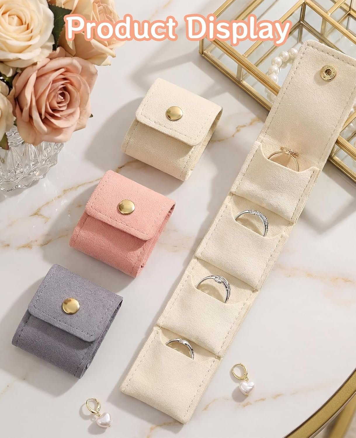 Custom Logo 9 Pcs Mini Travel Jewelry Bag Private Label Foldable Pouch Roll with Buckle for Rings Necklaces Earrings Manufacturer