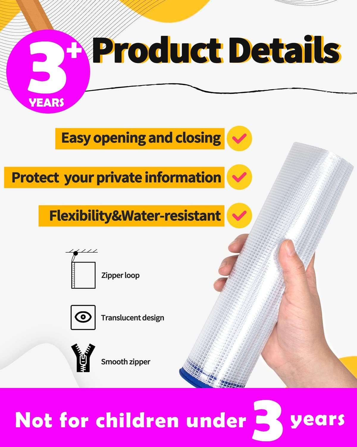 Private Label Extra Large Plastic Mesh Zipper Pouches 6.8x9.2in Black 12 Packs with Custom Logo Water-Resistant for School Office Supplies Puzzles Games Organizing Storage from Manufacturer