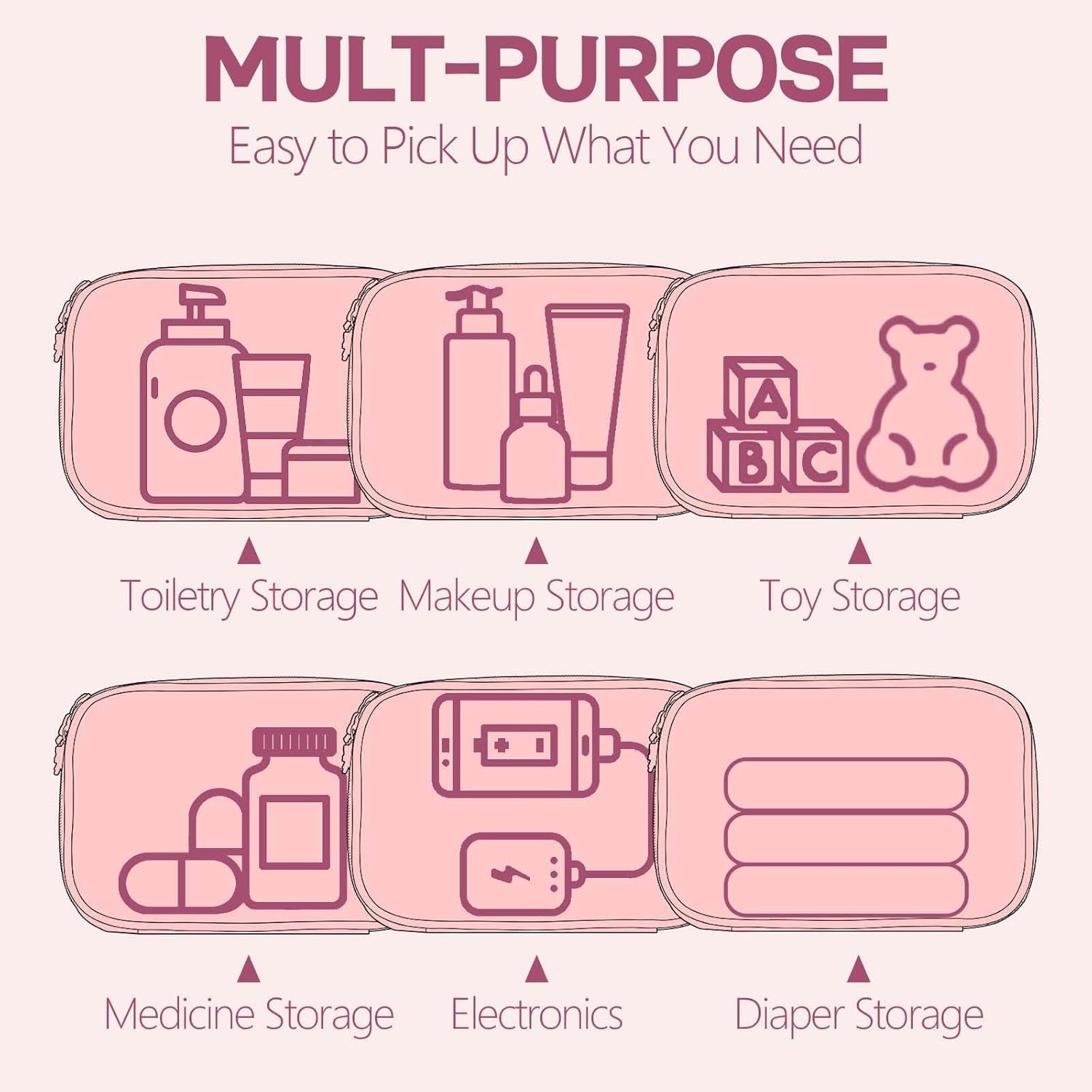 Private Label Clear Small Travel Makeup Bag Pink Bow Cosmetic Pouch for Women Girls - Custom Logo Cute for Purse Birthday Gifts - Manufacturer for Girlfriend Mom Bridesmaid (Pink Bow C)