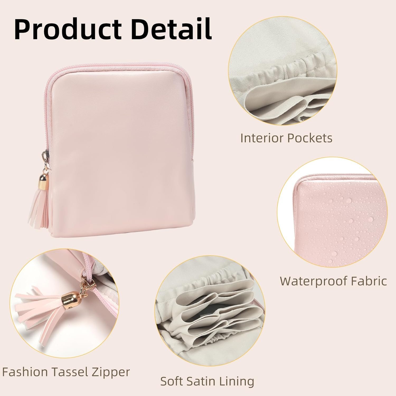 Private Label Mini Small Travel Jewelry Case with Zipper Portable Velvet Pouches for Necklaces Earrings Rings Bracelets Custom Logo Travel Essentials Gifts for Women Girls Blush Manufacturer