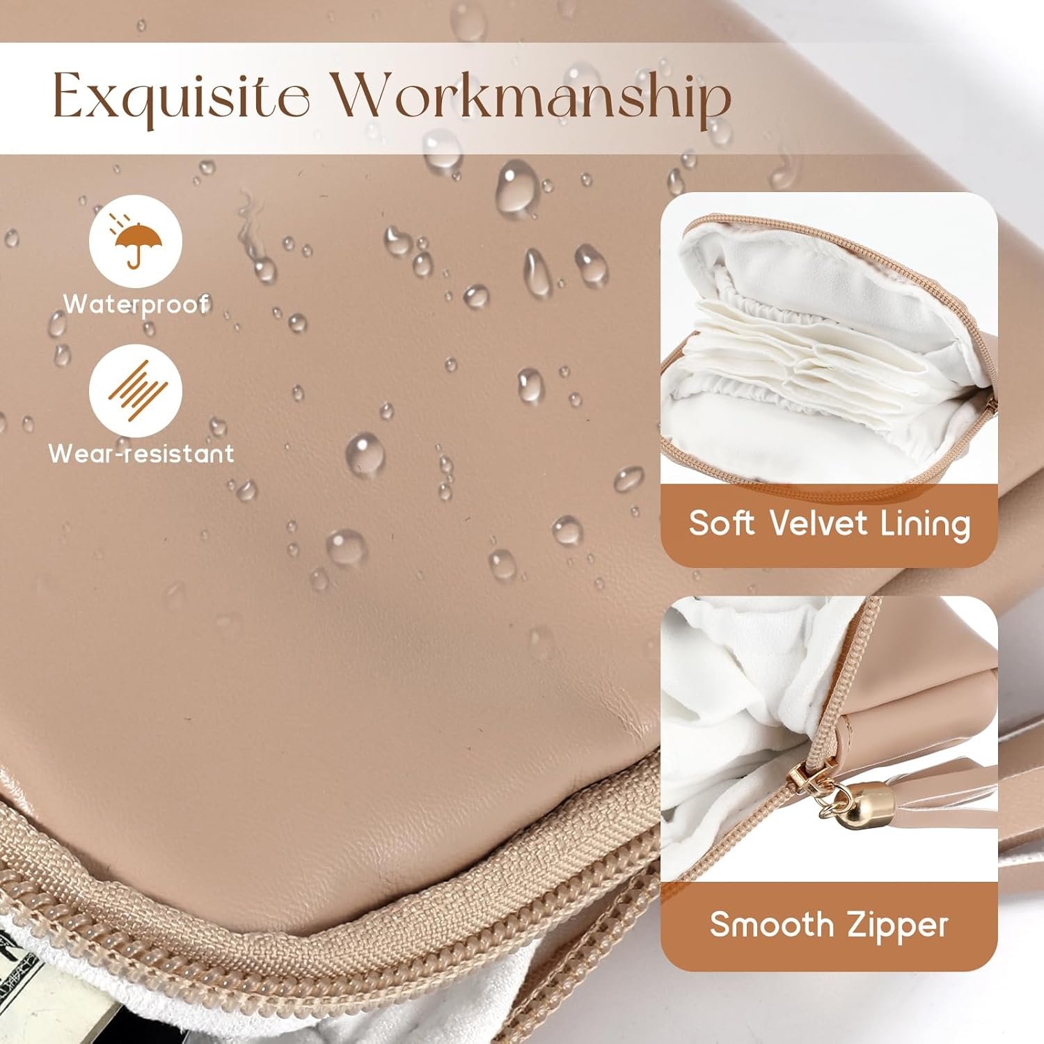 Custom Logo Small Travel Jewelry Case Soft Velvet Zipper Pouch Private Label Portable Organizer Storage Bag with Small Pouches for Gemstones Healing Crystals Earrings Bracelets Brown from Manufacturer