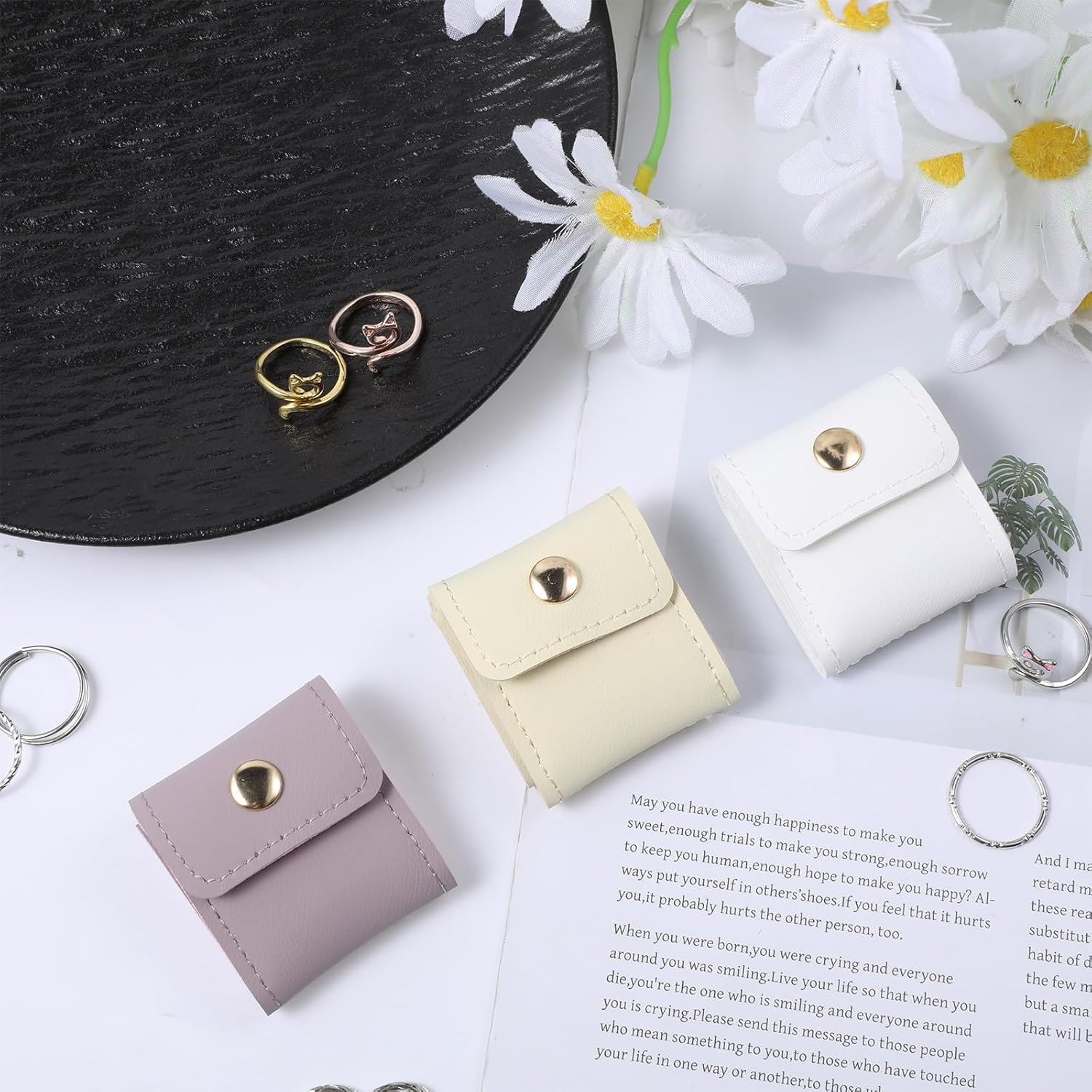 Private Label Small 3 Pack Mini Travel Jewelry Case Holders Lightweight Foldable Pouches with Custom Logo for Rings Earrings Necklaces Chain Bracelets Brooches 3 Colors Manufacturer