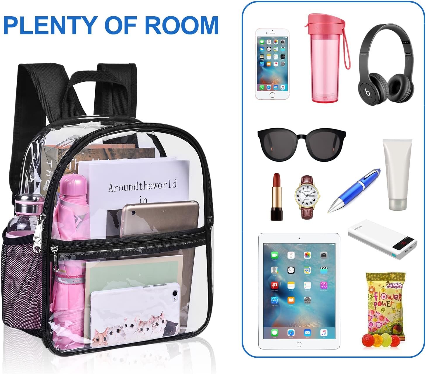 Custom Logo Stadium Approved Clear Backpack 12×6×12 Private Label Waterproof Bag for Concerts Sports Events Manufacturer