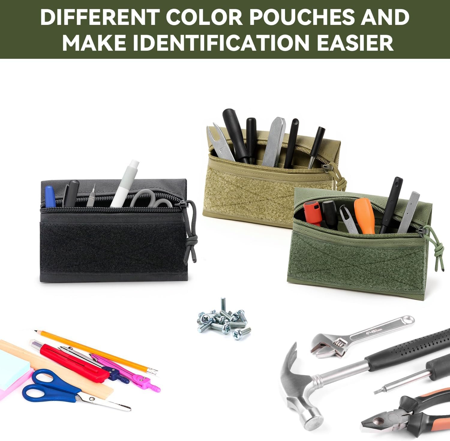 Private Label 3 Pack Tactical Tool Pouch Zipper Bags with Hook and Loop Custom Logo Multipurpose Storage Organizers Manufacturer