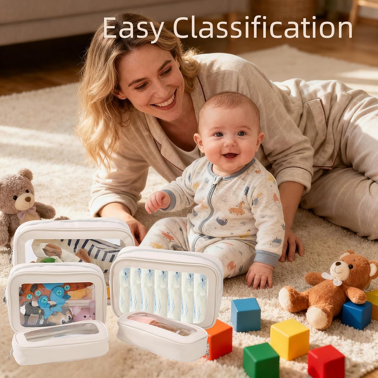 Private Label 5PCS Clear Diaper Bag Organizer Pouch Set TSA Approved Waterproof Toiletry Cosmetic Bags with Zipper Custom Logo Purse Travel Organizer Pouches for Women and Kids Manufacturer