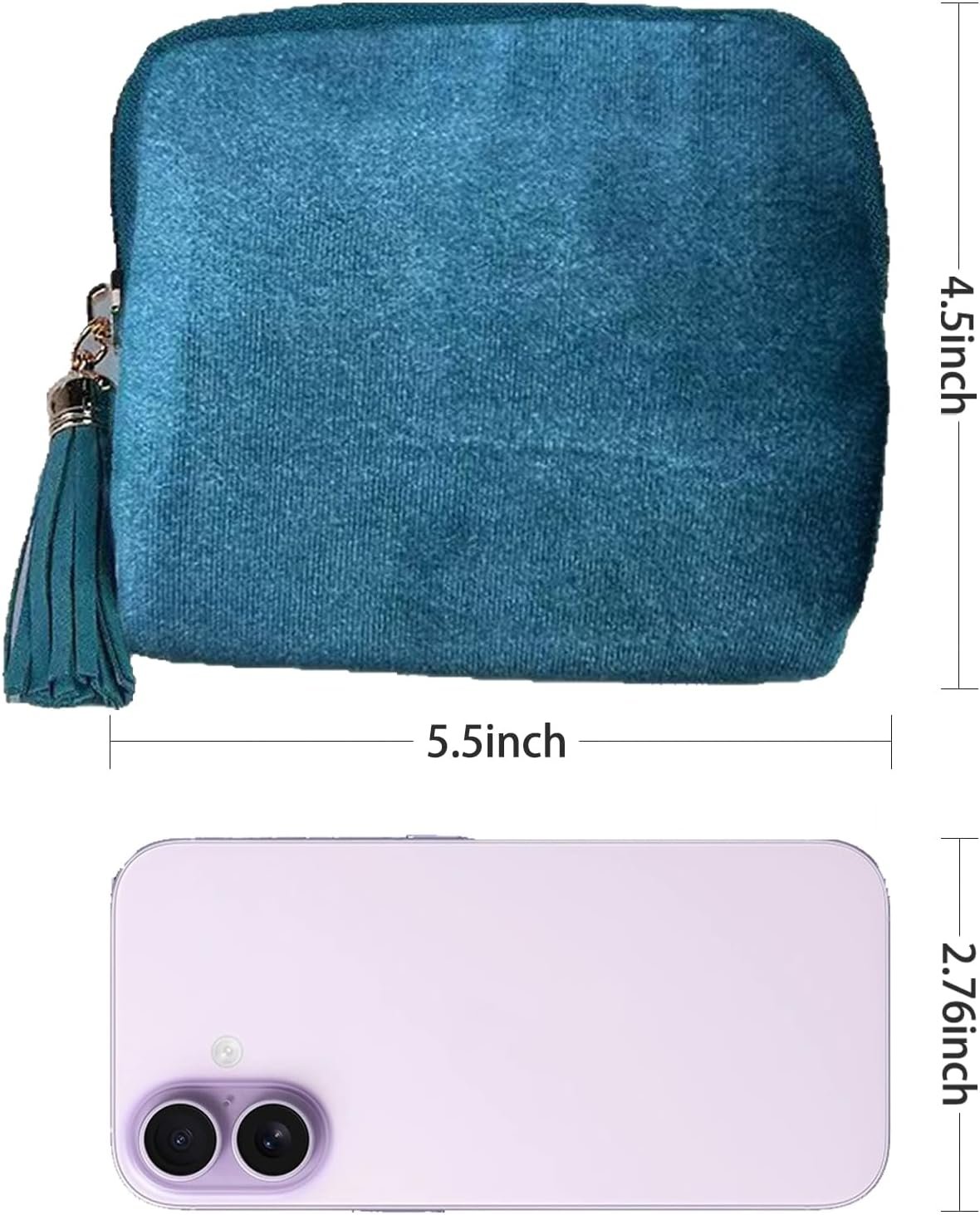 Private Label Valentine's Day Small Travel Jewelry Case, High-End Tassel Velvet Anti-Scratch Custom Logo Zipper Pouch, Large-Capacity Portable Storage Bag for Rings Earrings Bracelets Women's Gift from Manufacturer (Sage Green)