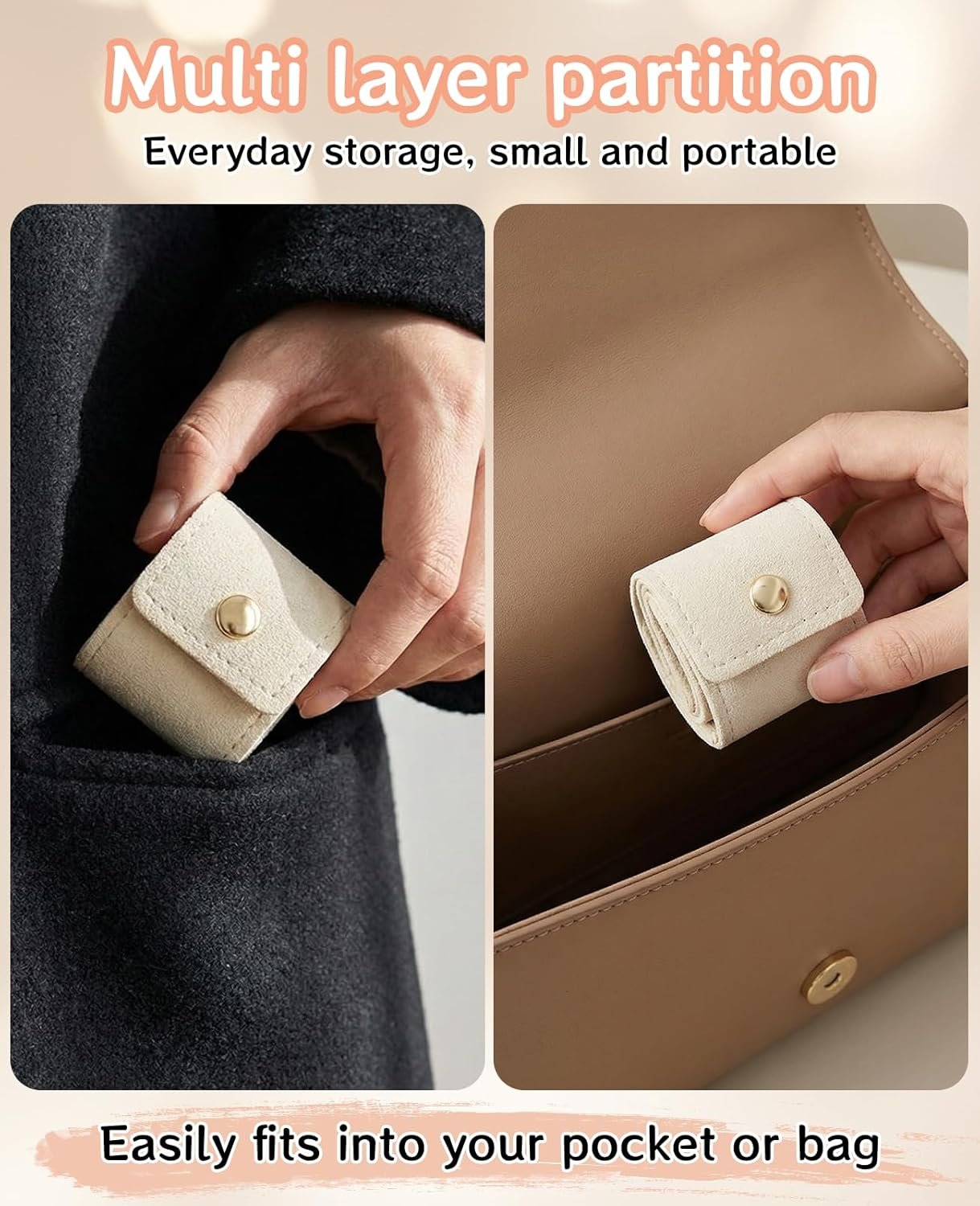 Custom Logo 9 Pcs Mini Travel Jewelry Bag Private Label Foldable Pouch Roll with Buckle for Rings Necklaces Earrings Manufacturer