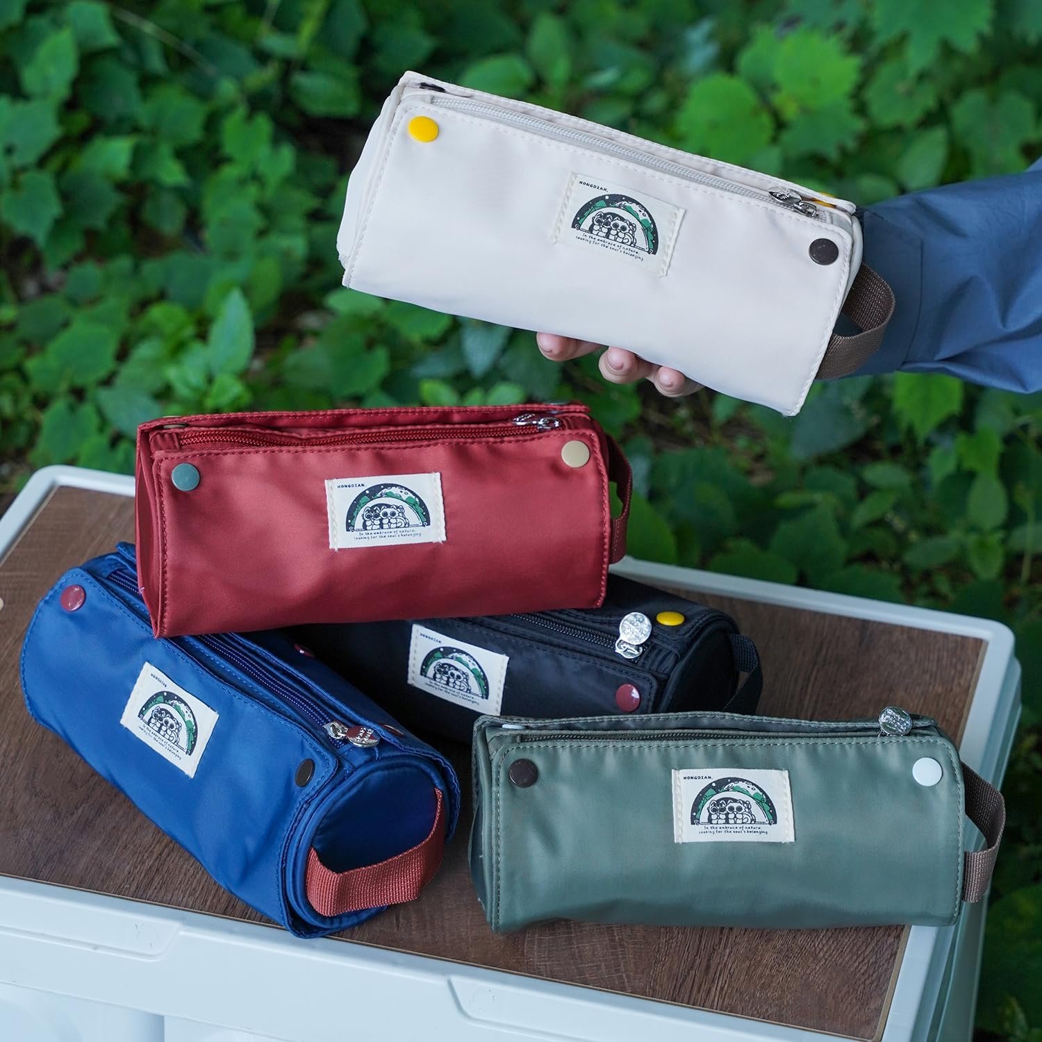 Private Label Large Capacity Pencil Case Roll Up Design Custom Logo Multifunctional Pencil Holder Pouch Stationery Pen Bag Manufacturer for Teen Girls and Boys Camping Style Green