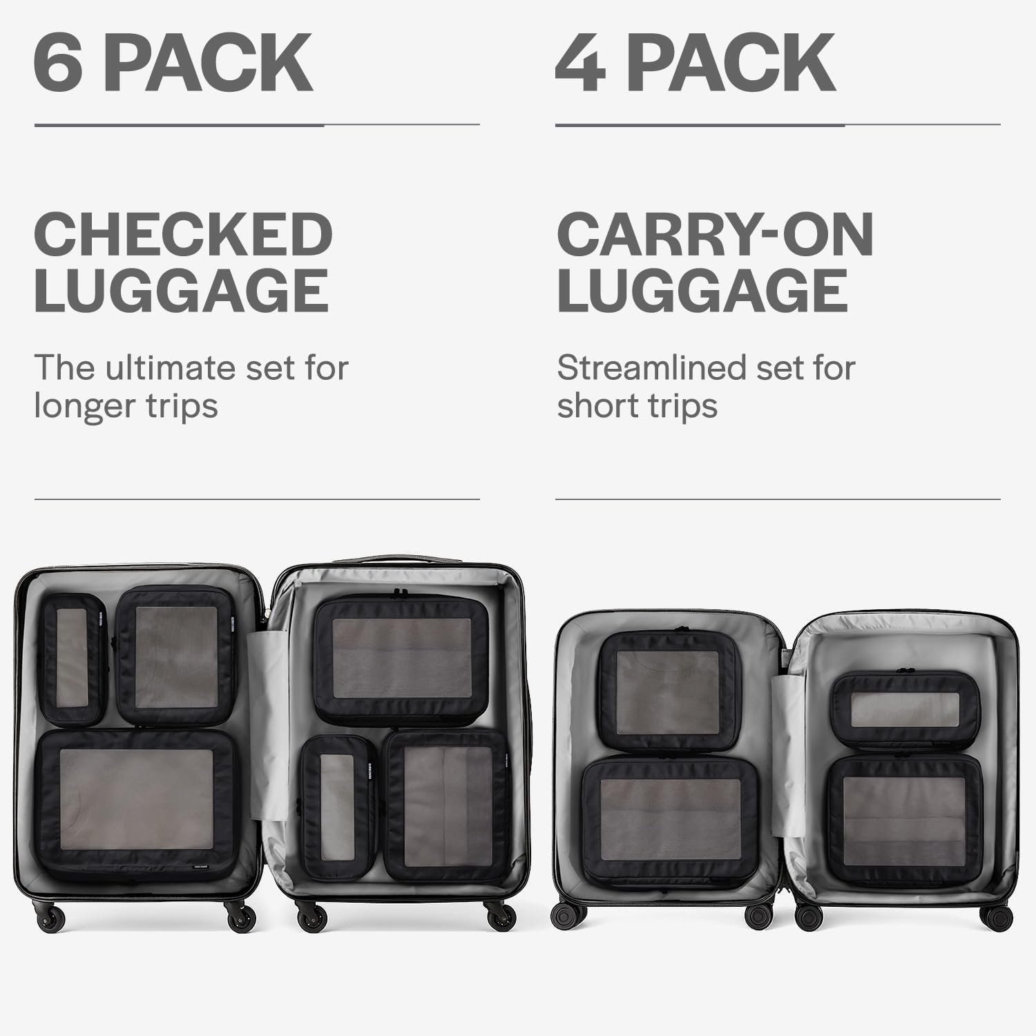 Custom Logo Compression Packing Cubes for Travel - Private Label Double Zipper Luggage Organizer Bags Manufacturer (4-Pack, Black)