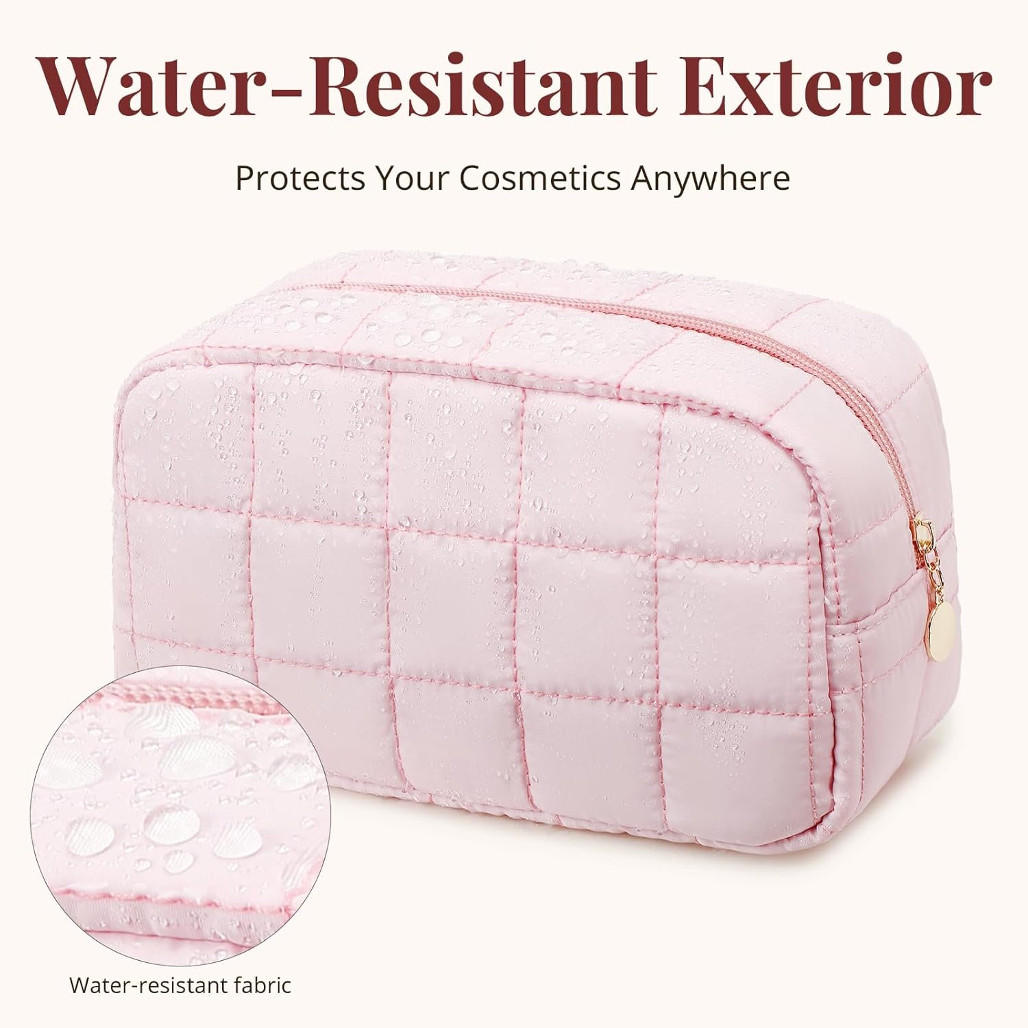 Custom Logo Quilted Puffy Travel Makeup Toiletry Bag - Private Label Organizer with Compartments Wide-Open Cosmetic Pouch Purse for Women Pink Factory Direct Custom Logo Quilted Puffy Travel Makeup Toiletry Bag - Private Label Organizer with Compartments Wide-Open Cosmetic Pouch Purse for Women Pink Factory Direct