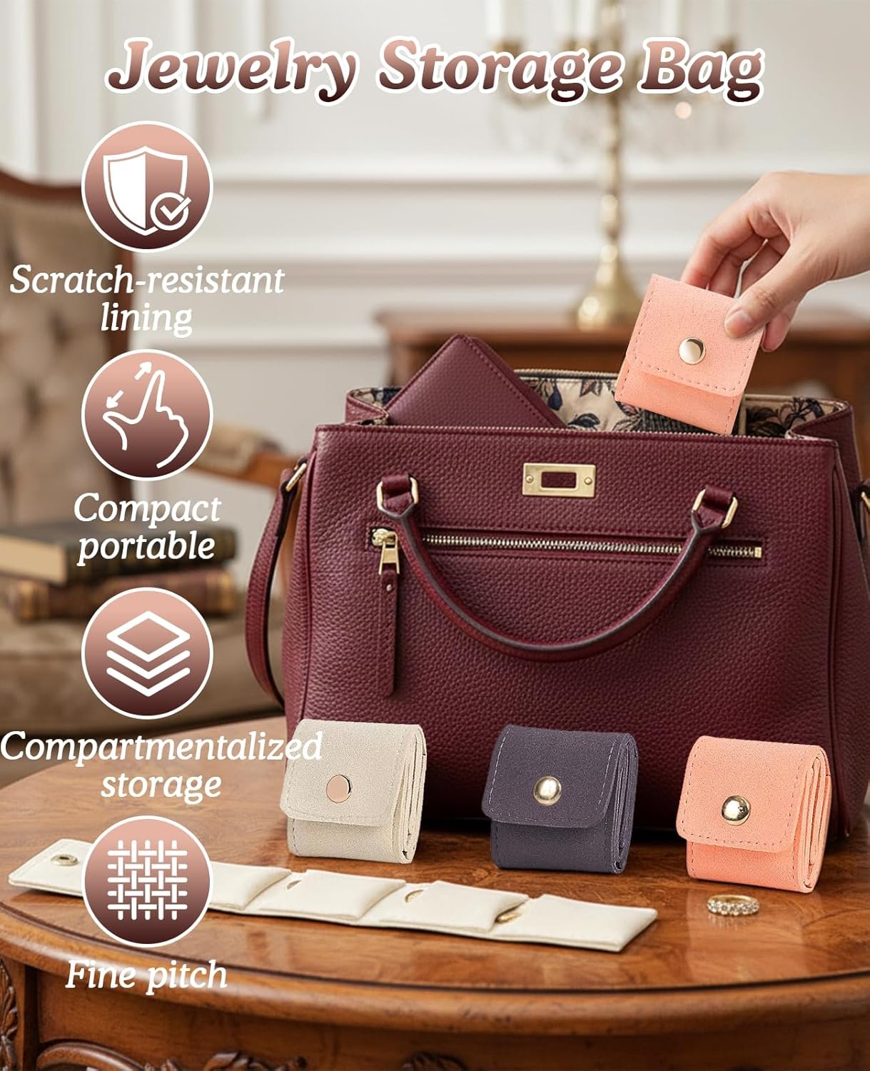 Private Label 6 Pack Mini Foldable Travel Jewelry Organizer Custom Logo Pouches for Earrings Rings Necklaces Manufacturer