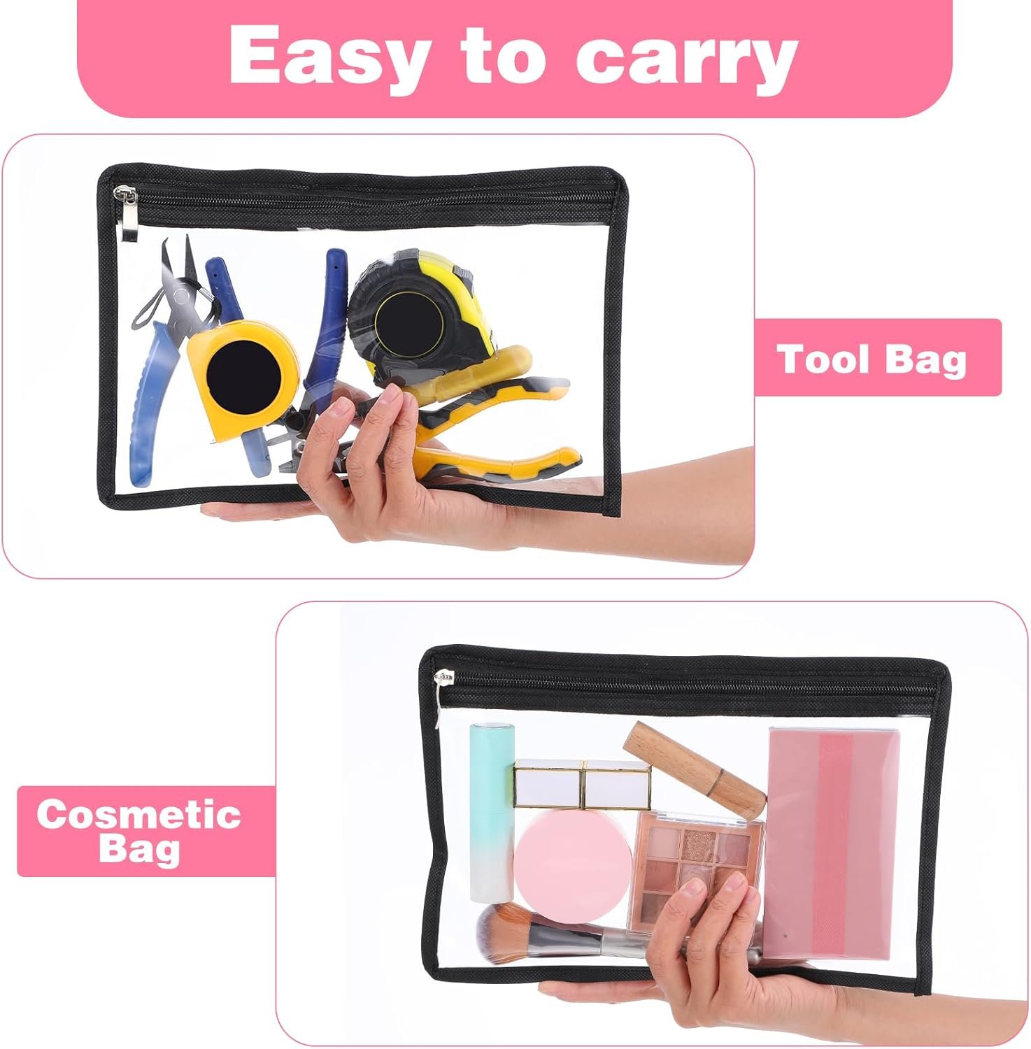 Factory 8 Pack Clear PVC Waterproof Zipper Pouches Envelopes with Custom Logo Multi-Purpose Folder Storage Bags Private Label Document File Organization Office Supplies