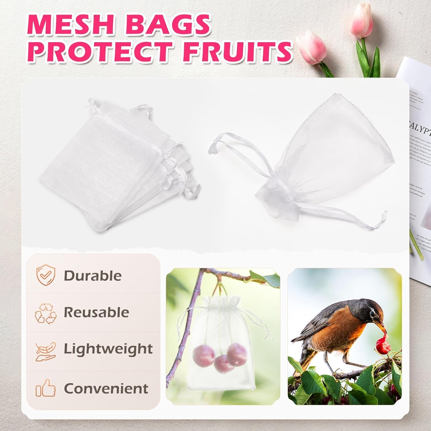 Custom Logo 50PCS 3x4 White Organza Bags Small Private Label Gift Bags Bulk Drawstring Mesh for Jewelry Candy Wedding Bridal Baby Shower Party Favor Supplier for Easter Mothers Day Birthday