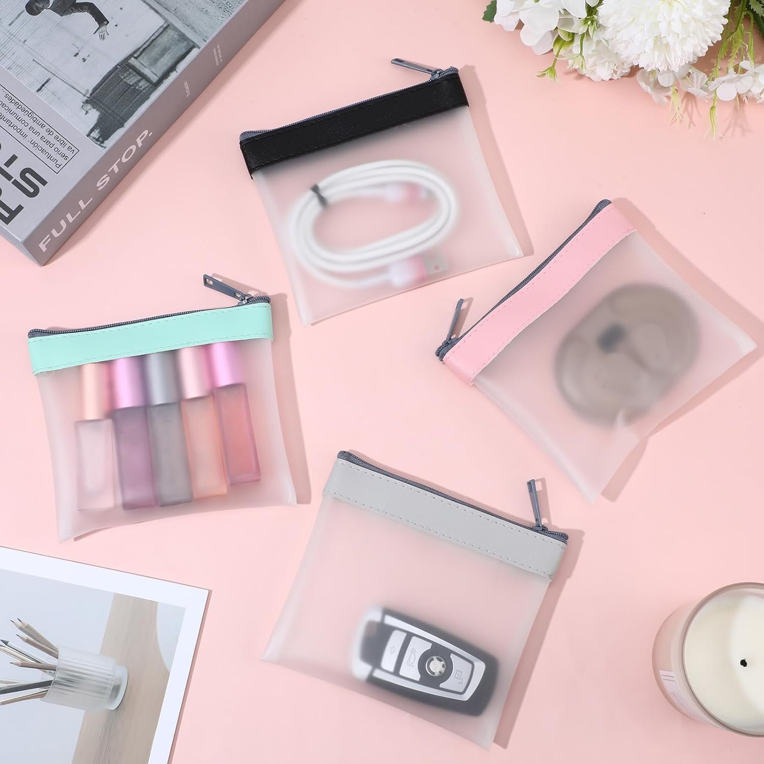 Private Label 4PCS Mini Makeup Bags Small Clear Zipper Pouches, Waterproof TPU Custom Logo Coin Purse for Women Travel Manufacturer