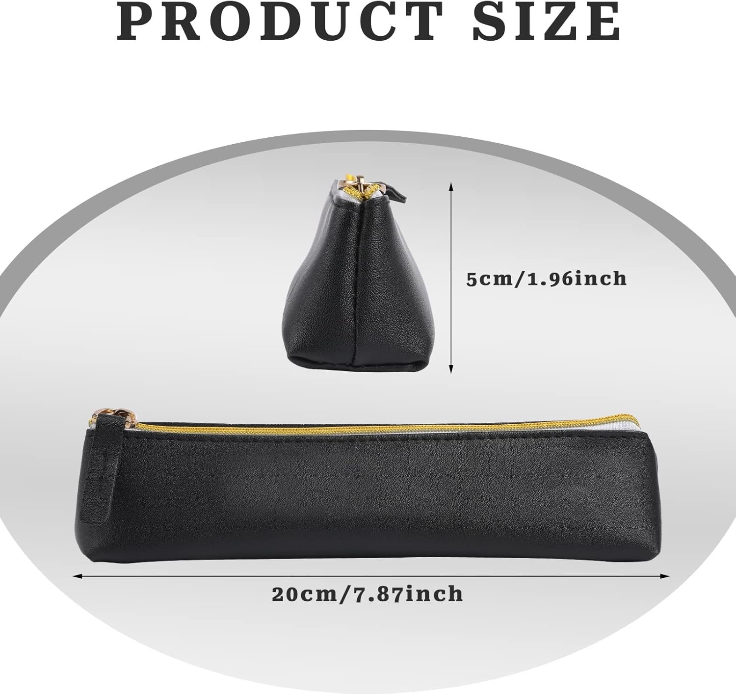 Private Label 2 Pcs Leather Pencil Pouch Slim Design Small Zipper Pencil Case Custom Logo for Pens Pencils Markers Black&Beige Manufacturer