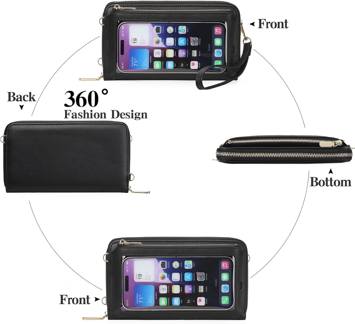 Custom Logo Phone Purse Crossbody Bags for Women Private Label Small Travel Wallet Touch Screen RFID Blocking Manufacturer