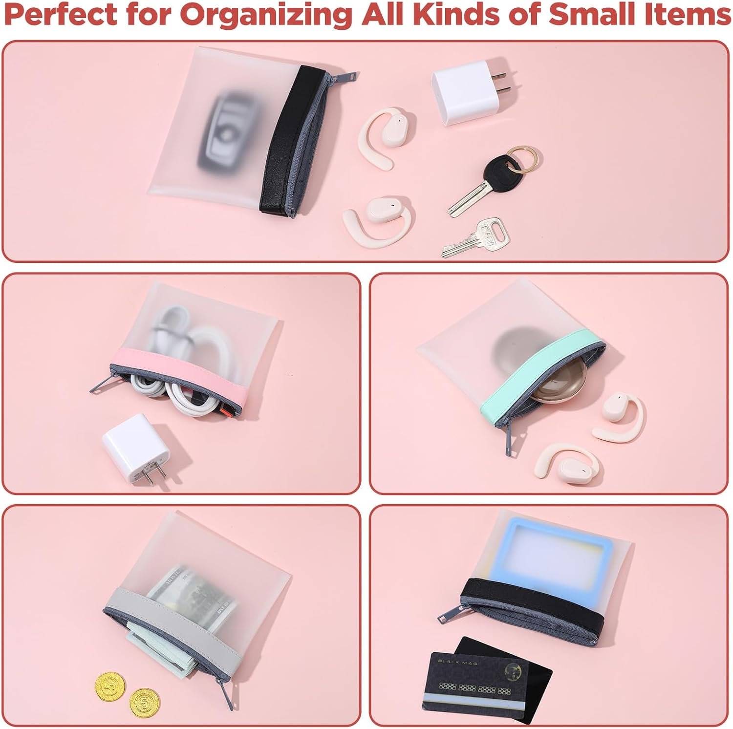 Private Label 4PCS Mini Makeup Bags Small Clear Zipper Pouches, Waterproof TPU Custom Logo Coin Purse for Women Travel Manufacturer