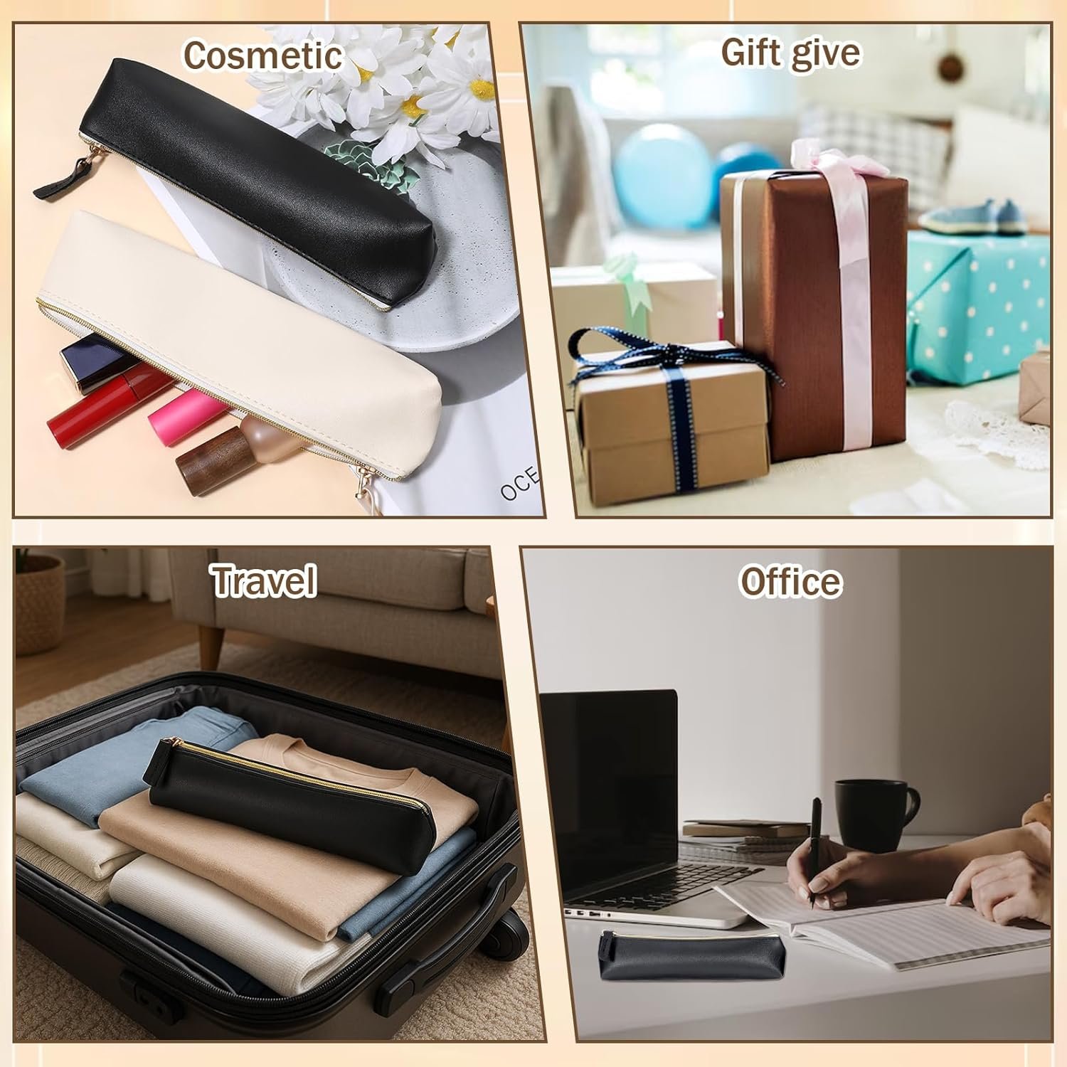 Private Label 3 Pcs Mini Portable Cosmetic Bags for Women Custom Logo Small Makeup Bag Purse Leather Coin Pouch Travel Storage Cosmetics Organizer Supplier