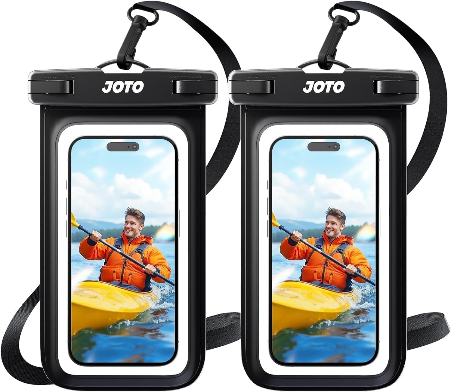 Private Label 2 Pack Waterproof Phone Pouch Up to 7" IPX8 Submersible Dry Bag with Custom Logo for iPhone 17/Air 16 15 14 13 12 Pro Max Xs Max XR X 8 7 6S Plus SE/Galaxy S24 S23 S22 Manufacturer -Black