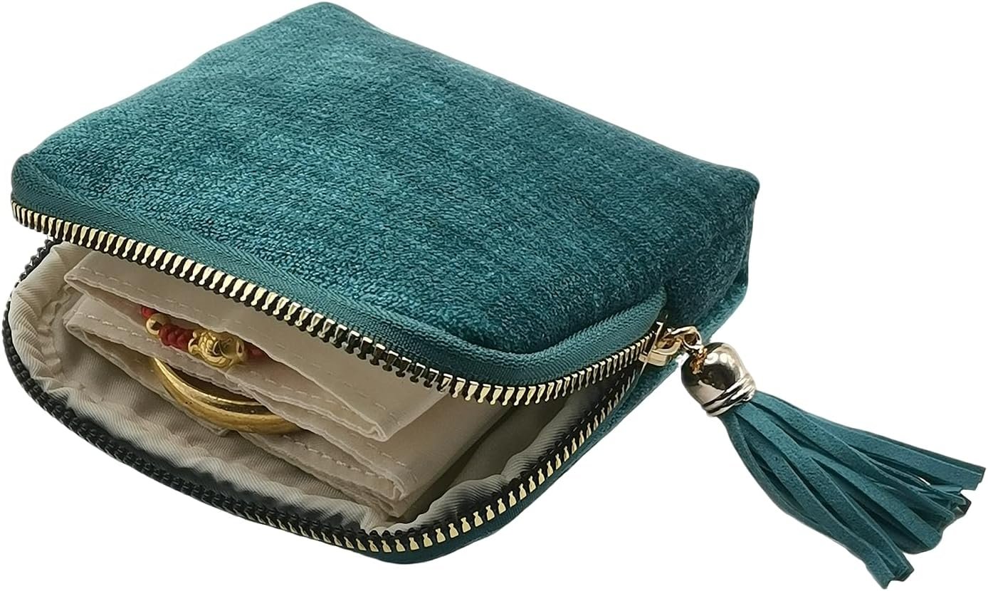 Private Label Small Travel Jewelry Organizer Case with Custom Logo Tassel Zipper for Bracelets Necklaces Bangles Manufacturer Storage Bag Gift for Women Girls