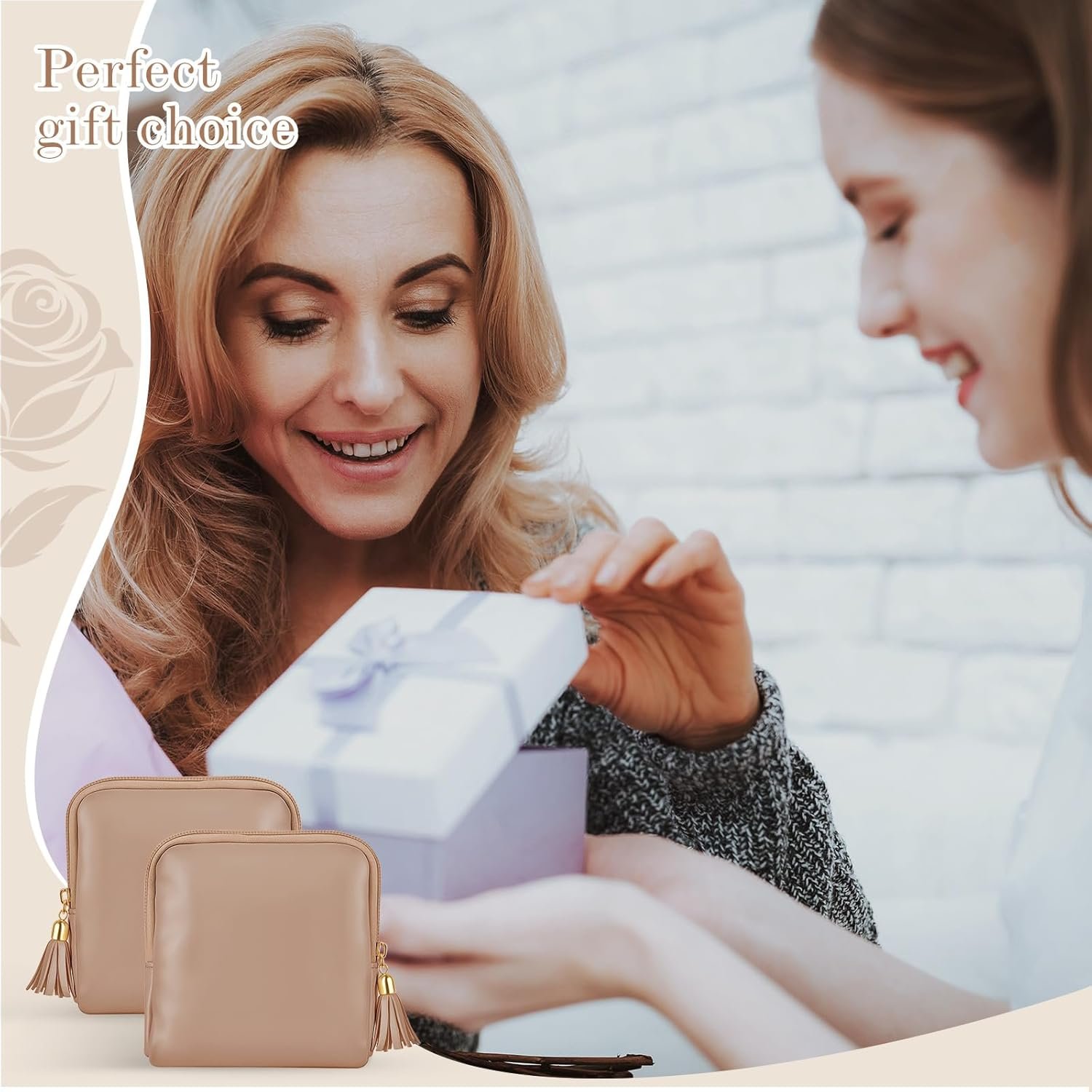 Private Label 2 Pcs Small Travel Jewelry Case - Custom Logo Mini Jewelry Pouch Organizer Bag with Zipper for Bridesmaid Bachelorette Wedding, Portable Waterproof Velvet Jewelry Bag for Rings Necklaces Manufacturer (Brown)