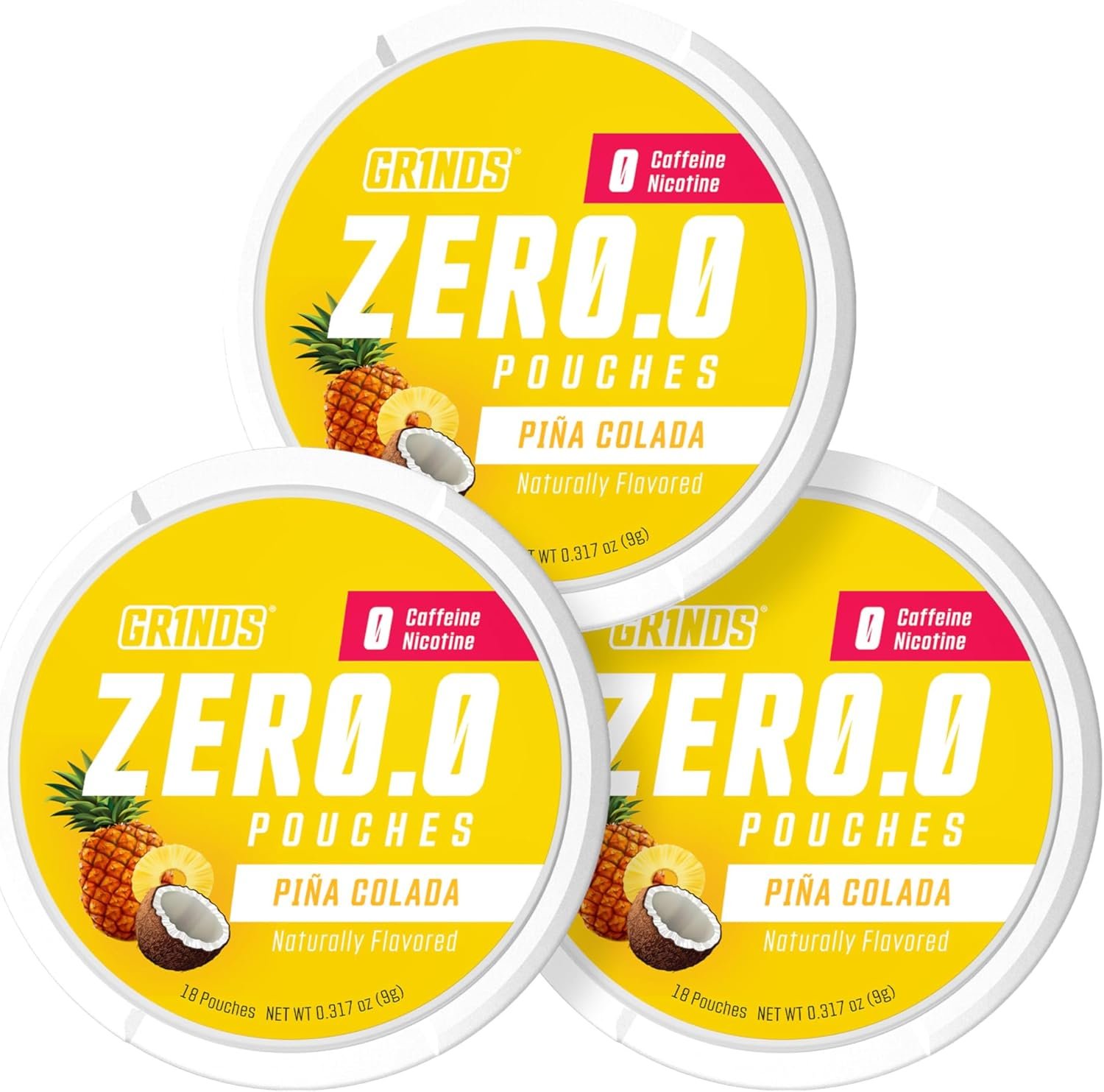 Private Label Caffeine Free Sugar-Free Pouches from Manufacturer - Naturally Flavored Piña Colada 0 Calories 3 Pack 18 Pouches Per Can with Custom Logo