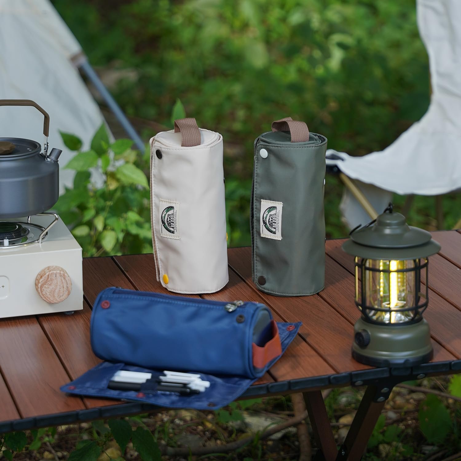 Private Label Large Capacity Pencil Case Roll Up Design Custom Logo Multifunctional Pencil Holder Pouch Stationery Pen Bag Manufacturer for Teen Girls and Boys Camping Style Green