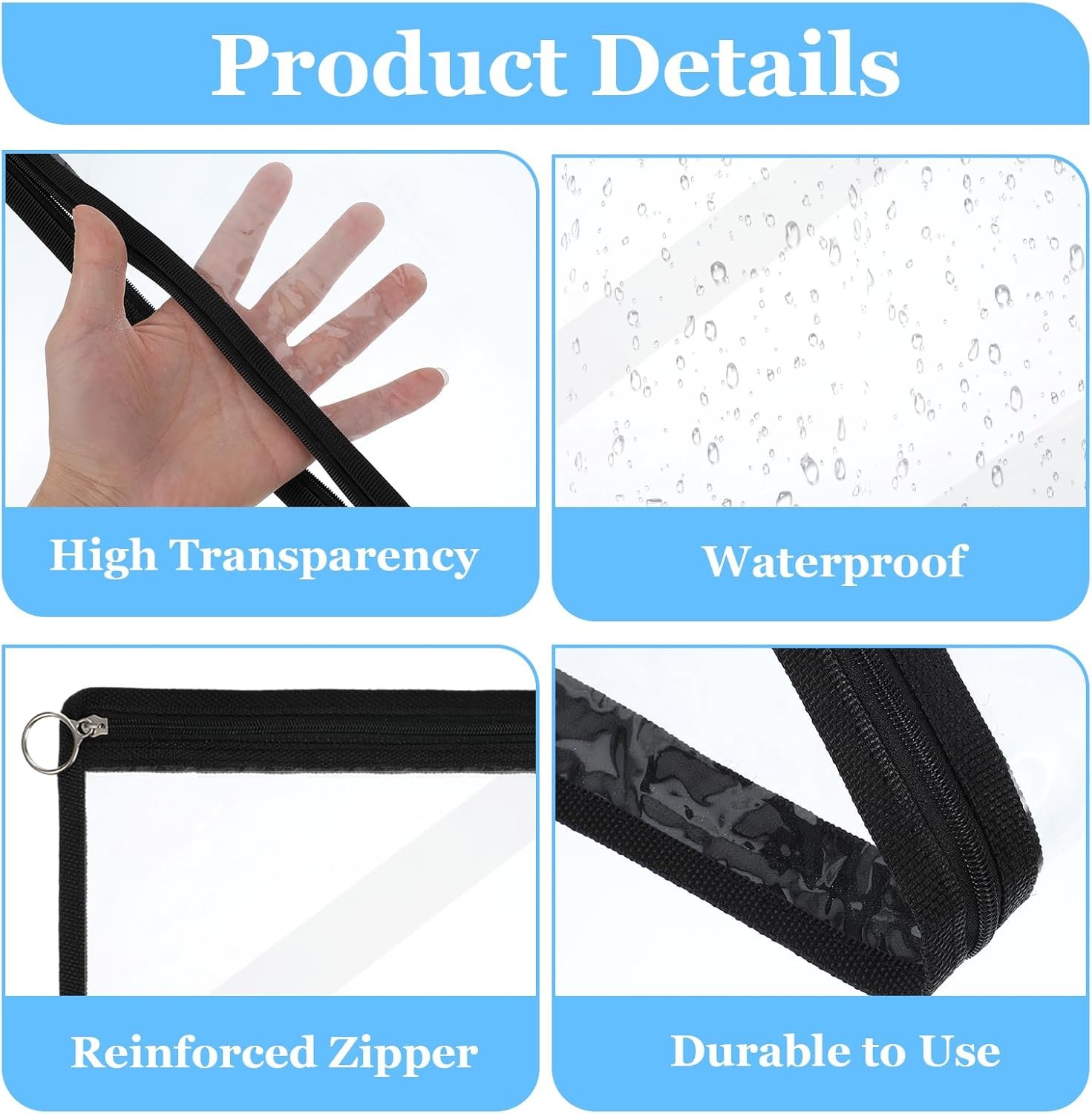 Private Label Clear Zipper Pouches 20 Pack PVC Waterproof Envelopes Document Storage Custom Logo File Organization Folders Factory Multi-Purpose Bags for Travel Office Home 12 x 7.5 Inches