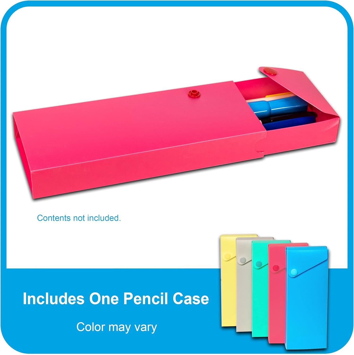 Private Label Poly Slider Pencil Case Custom Logo 1 Pack Color May Vary Manufacturer (05600)