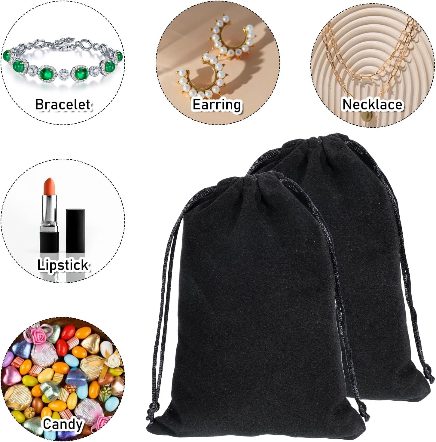 Private Label Black Velvet Jewelry Pouches with Drawstrings 6 Pack 2 Sizes 5x7 & 6x9 Inch Custom Logo for Candy Gifts Wedding Party Favors Christmas Manufacturer