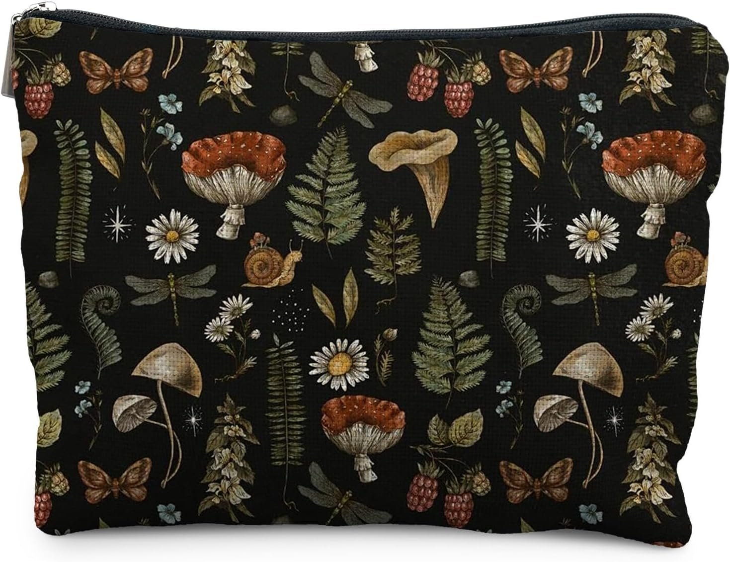 Custom Logo Dark Forest Cottagecore Mushroom Makeup Bag - Private Label Forest Cosmetic Bag for Mushroom Lovers Gifts Manufacturer
