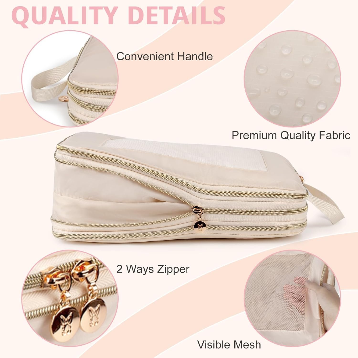 Private Label Expandable Double-Sided Compression Packing Cubes 3-Piece Set Lightweight Double Deck Organizer Bags for Carry-On Luggage Backpacks Suitcases Custom Logo Women Travel Accessories for Separating Clean and Dirty Clothes Manufacturer