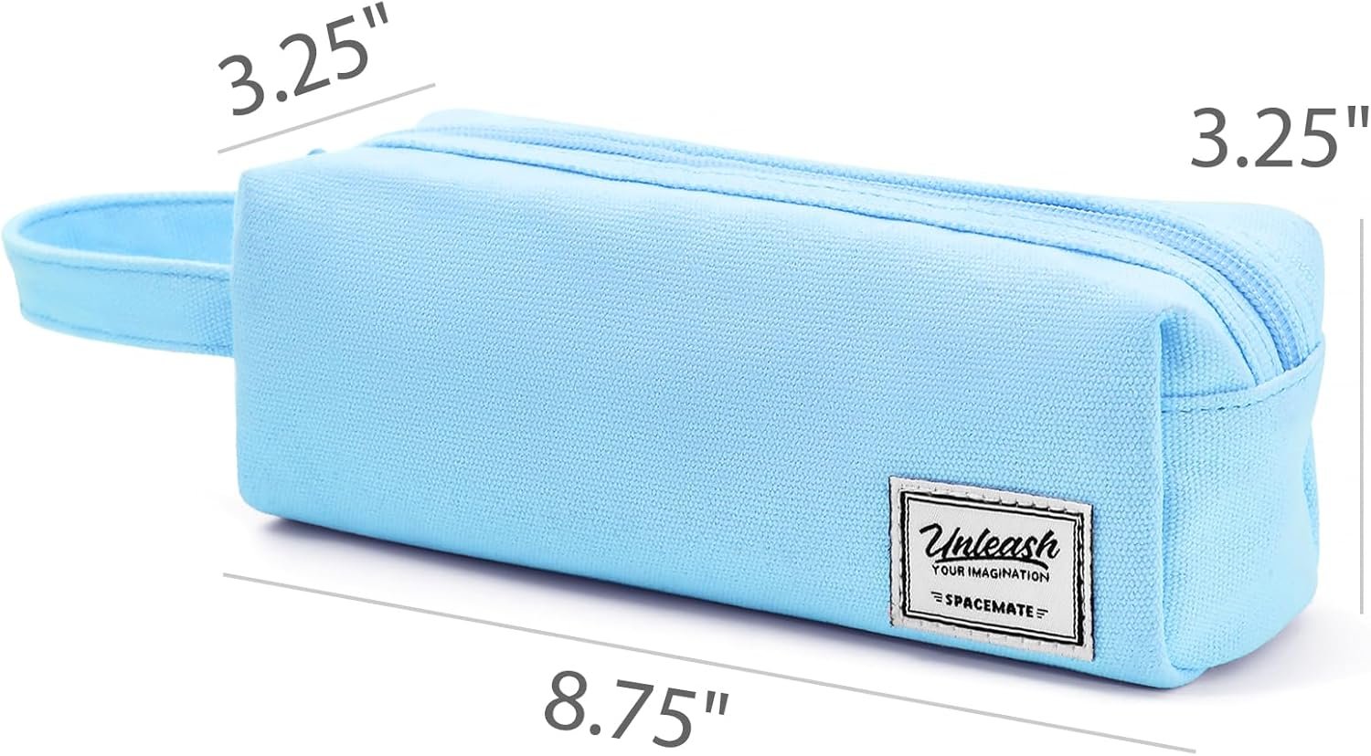 Private Label Large Capacity 1200ml Pencil Case Pouch Bag School Supplies for Girls Boys Kids Aesthetic Canvas Pen Organizer Sky Blue Simple Preppy Style Manufacturer Custom Logo