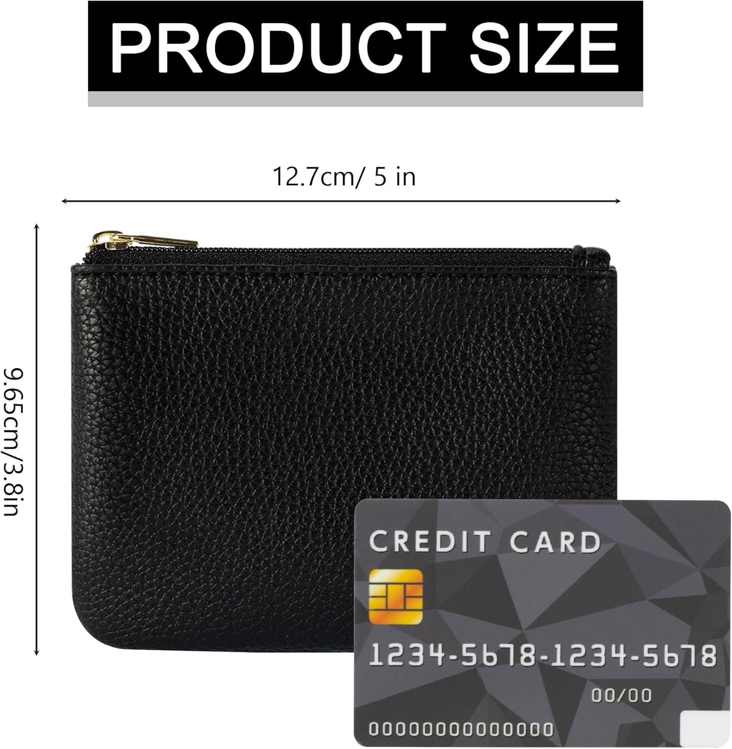 Custom Logo PU Leather Small Zipper Coin Purse Pouch Change Holder Private Label 2PCS Set for Men Women Black Manufacturer